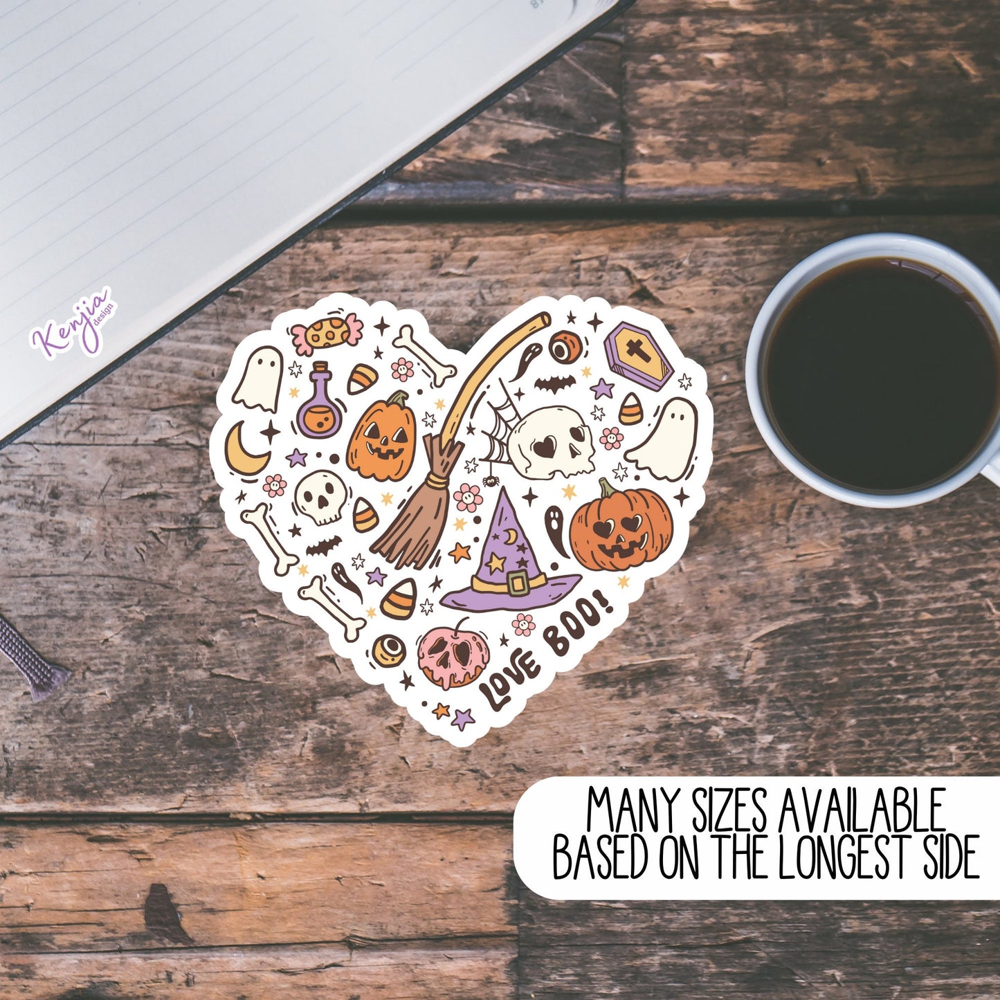 Retro Heart Halloween Sticker and Magnet, Vinyl stickers, for gift, Waterproof stickers for planner, book , laptop stickers