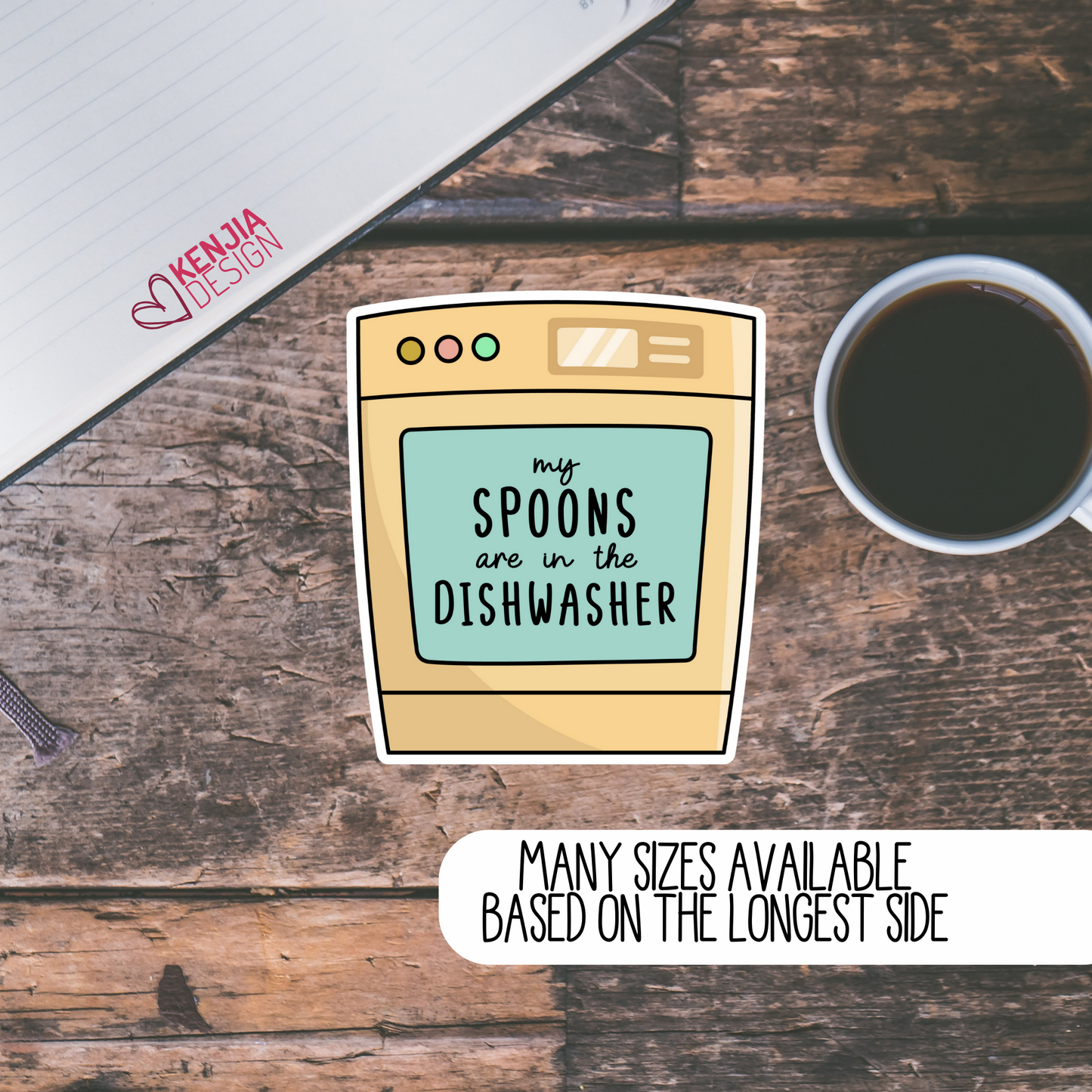My Spoons are in the dishwasher Stickers , Chronic illness, mental illness, Disability, invisible illness, Mental Health, ADHD