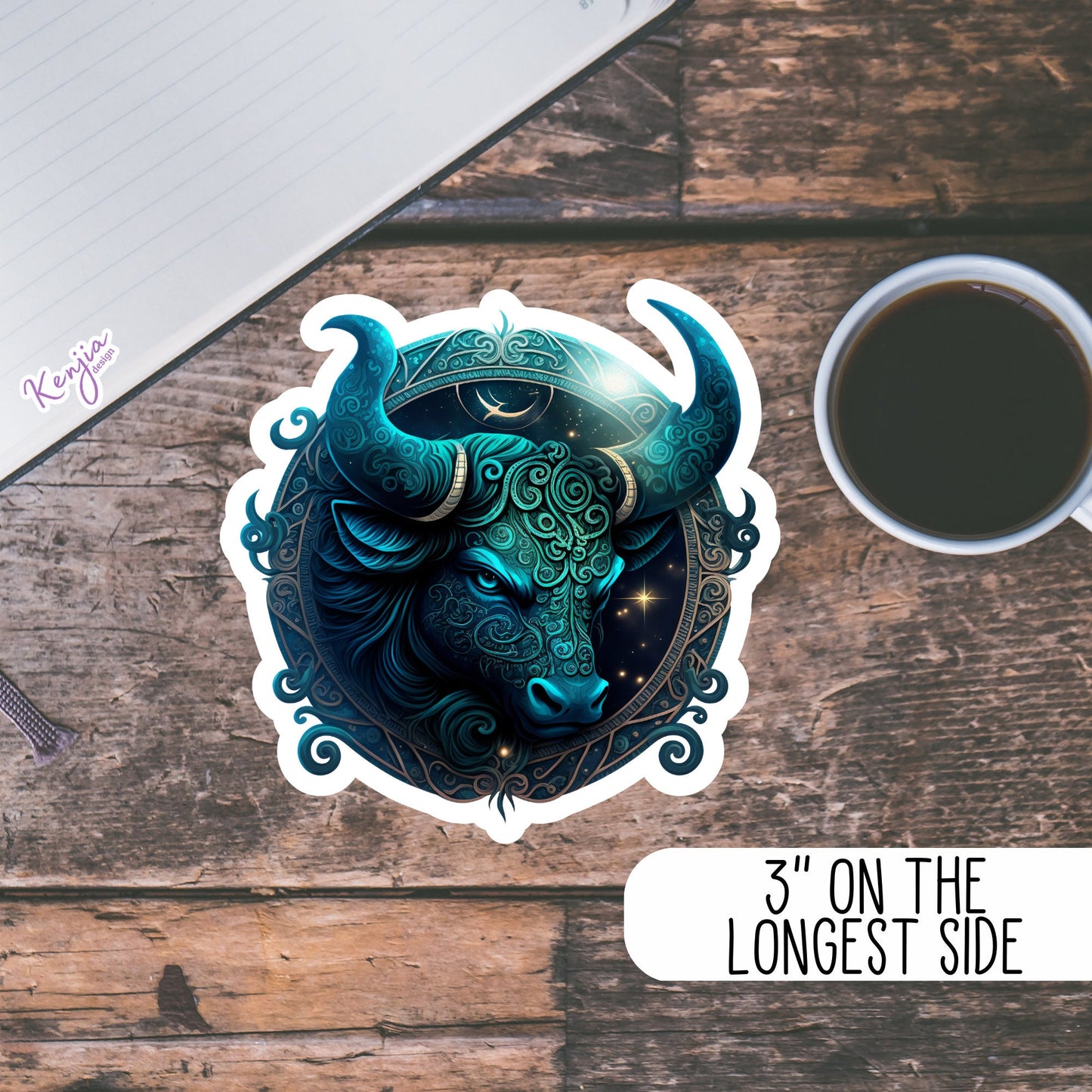 Astrology Zodiac Taurus Sign Sticker, Waterproof and Dishwasher Safe Handmade cute Vinyl Sticker gift, planner, bumper, laptop stickers