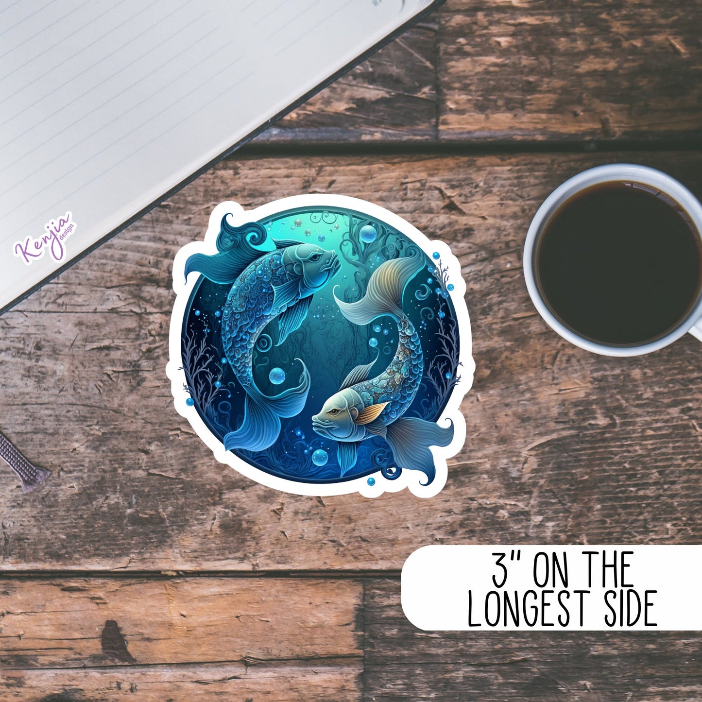 Astrology Zodiac Pisces Sign Sticker, Waterproof and Dishwasher Safe Handmade cute Vinyl Sticker gift, planner, bumper, laptop stickers