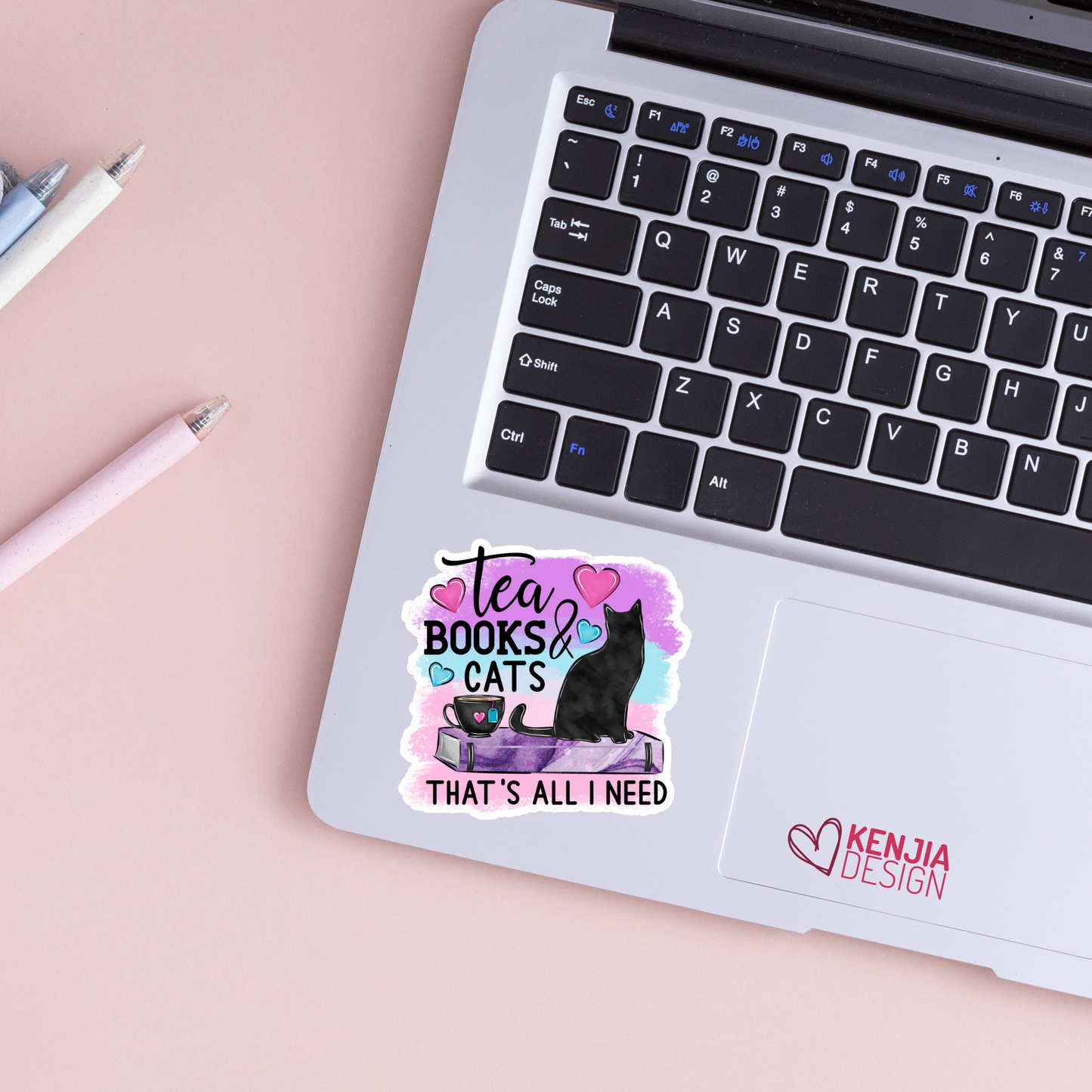 Tea Books and Cats That's All I Need Stickers , Book Lover gift, Bookish Merch, Reading lover, Cat Stickers, Laptop Stickers
