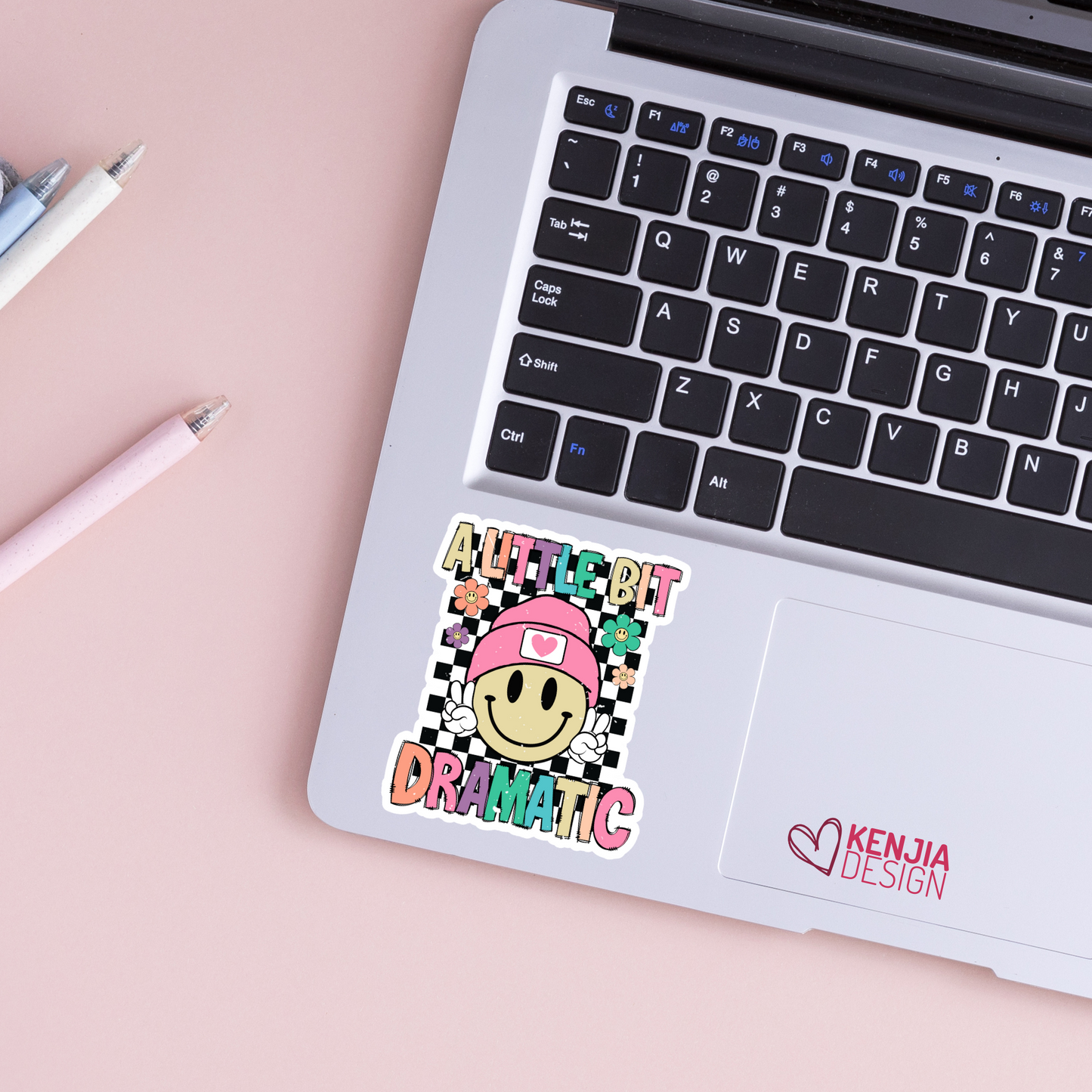 A Little Bit Dramatic Retro Stickers - Cute Groovy Smiley Face / Little Toddler Girl Gifts / Kids Life / Anxiety Drama Queen