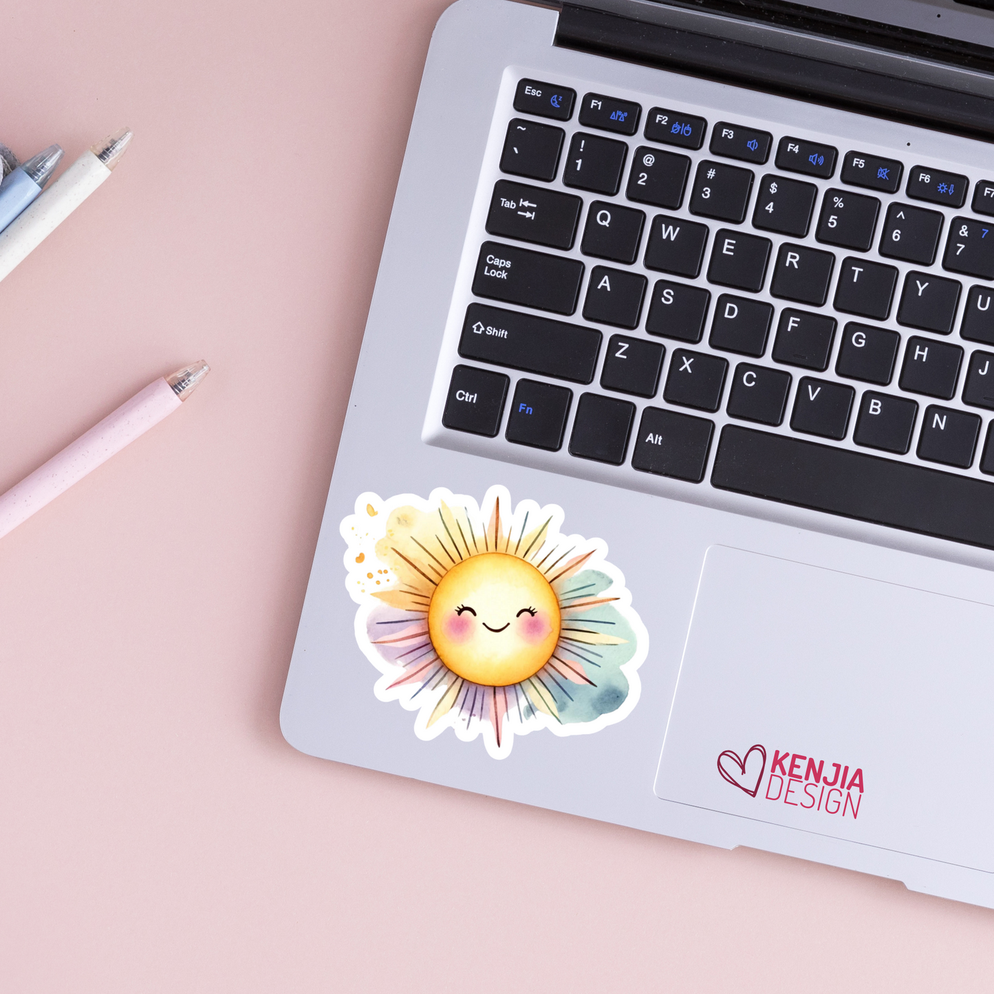 Cute Kawaii Sun Stickers / Summer Sticker / Tropical Sunshine Watercolor Sticker / Beach vacation Kindle Stickers / Celestial