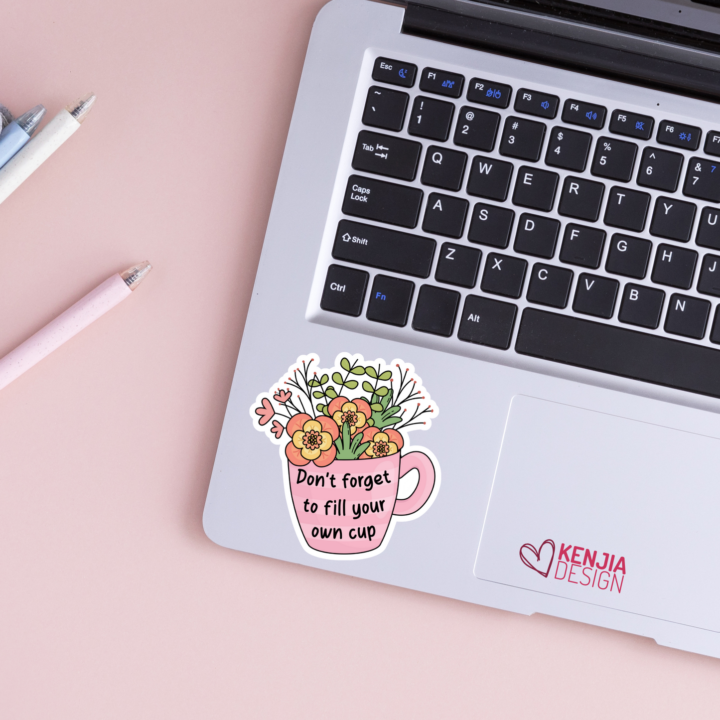Don't Forget to Fill Your Own Cup / Self Care Stickers / Aesthetic Stickers / Mental Health Matters Waterproof Vinyl Stickers / Retro Floral Cup Sticker