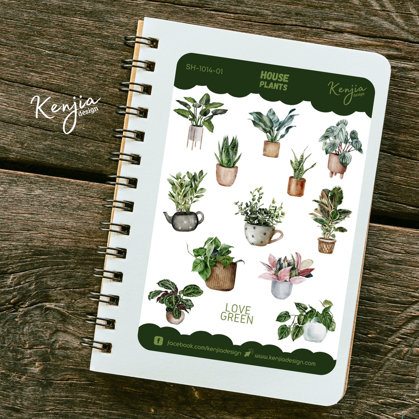 House Plants Sticker Sheet, Handmade cute Vinyl Sticker for gift, planner, book and laptop stickers (Jellyfish, Seahorse, octopus)