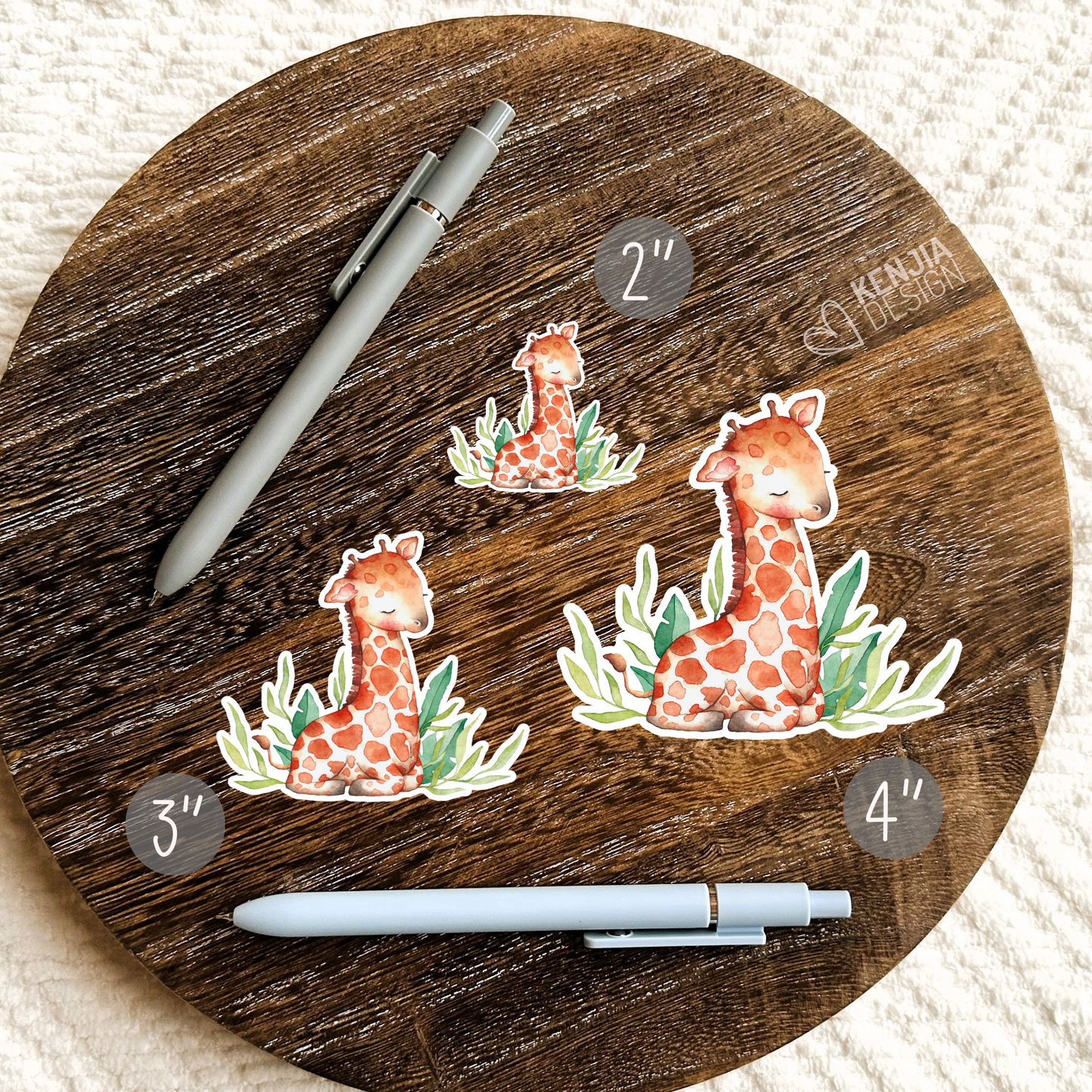 Cute Giraffe Stickers / Giraffe Lover / Watercolor Jungle Animal