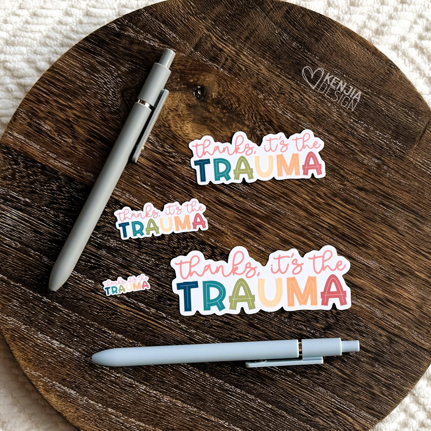 Thanks, It's the Trauma / Mental Health Stickers / Aesthetic Stickers / Mental Health Matters Waterproof Vinyl Stickers / Retro Sticker