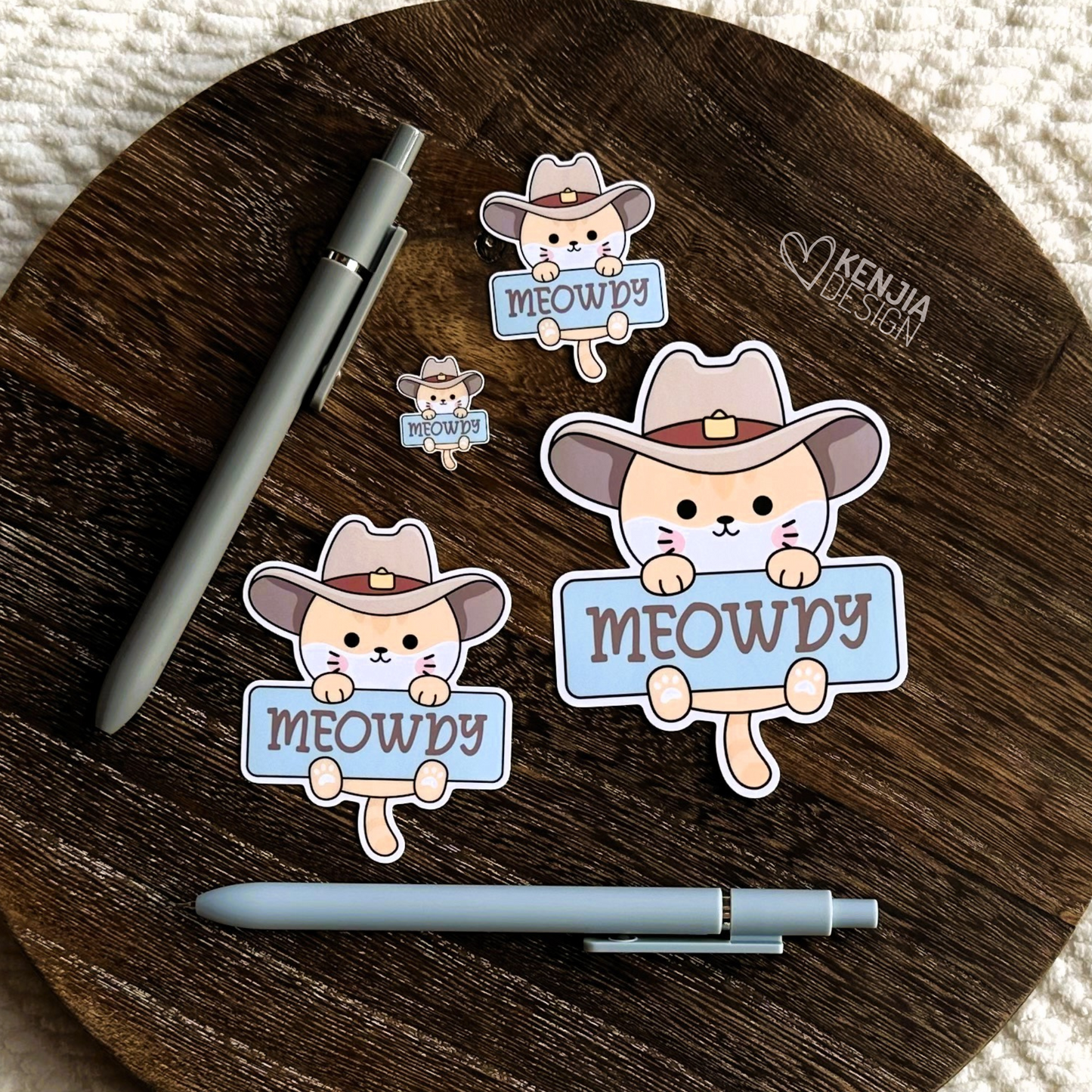 Meowdy Western Cowboy Cat Stickers / Country Cat Stickers / Cowboy Stickers for Laptop / Water Bottle Waterproof Stickers