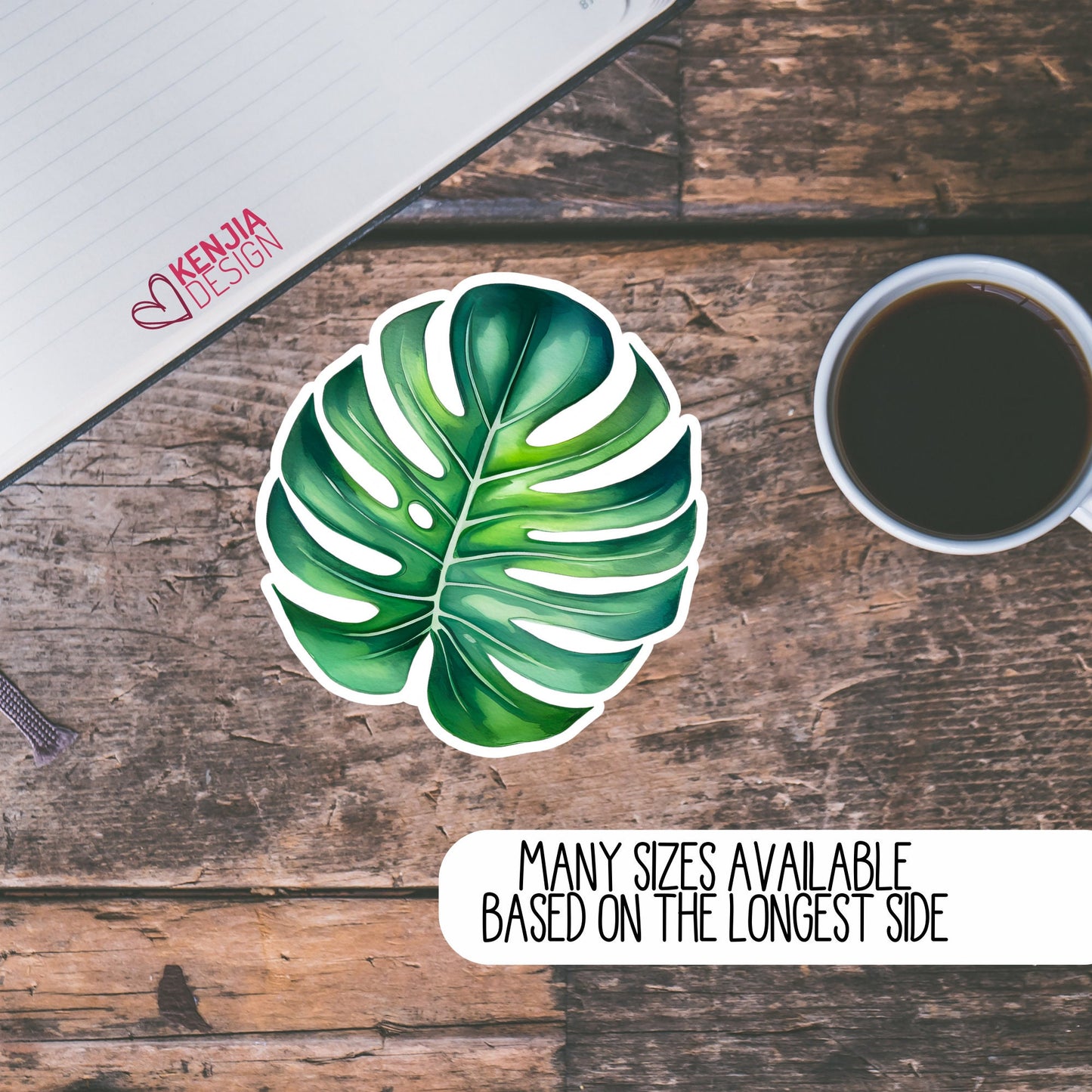 Monstera Leaf Stickers | Watercolor Waterproof Sticker | House Plants Lover Water Bottle Sticker | Monstera art