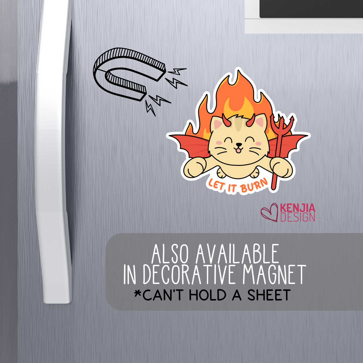 Let It Burn Arson Cat Stickers Cute Kawaii Cat Demon, Funny Animal, Self Love Let Go Sticker, Trendy Stickers