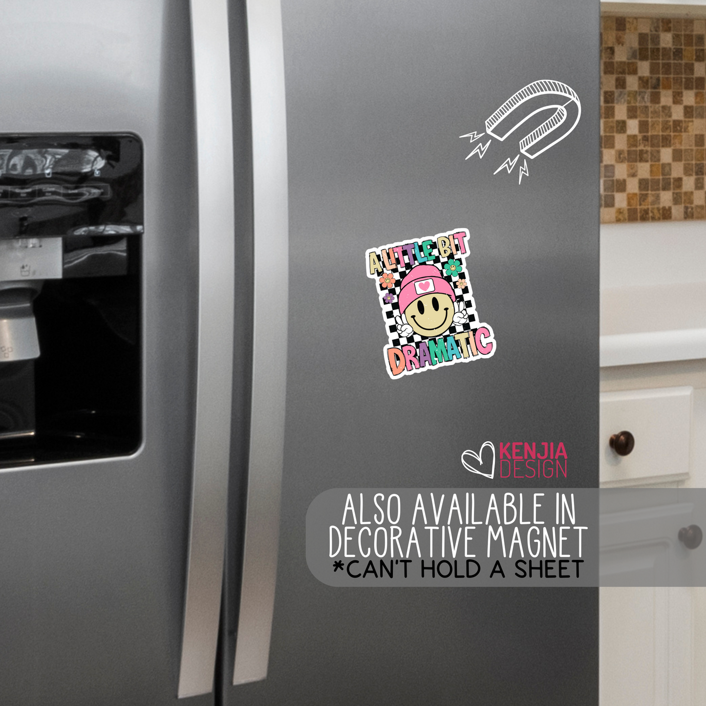 A Little Bit Dramatic Retro Stickers - Cute Groovy Smiley Face / Little Toddler Girl Gifts / Kids Life / Anxiety Drama Queen