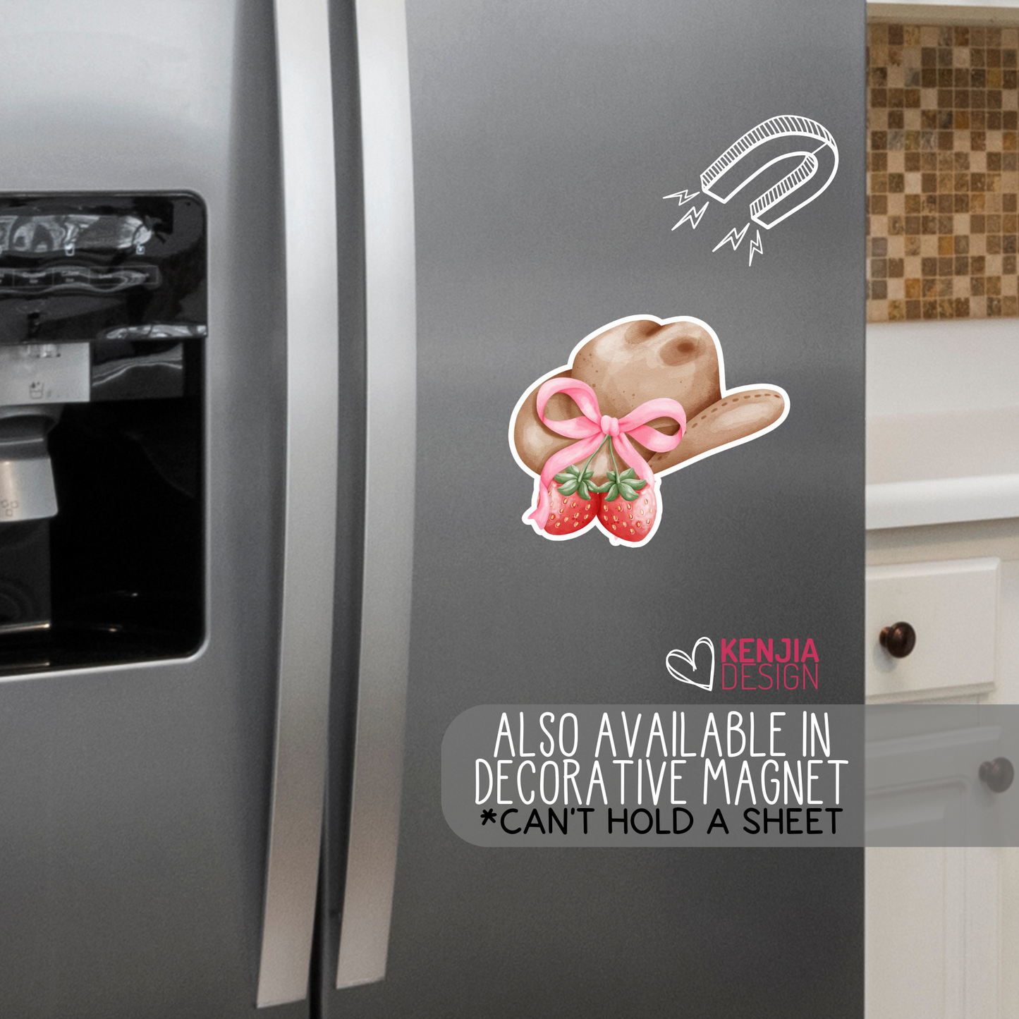 Coquette Aesthetic Cowgirl Stickers / Western Sticker / Cowgirl Hat / Cute Pink Strawberry Bow Ribbon / Girl Gifts / Cowboys Lover