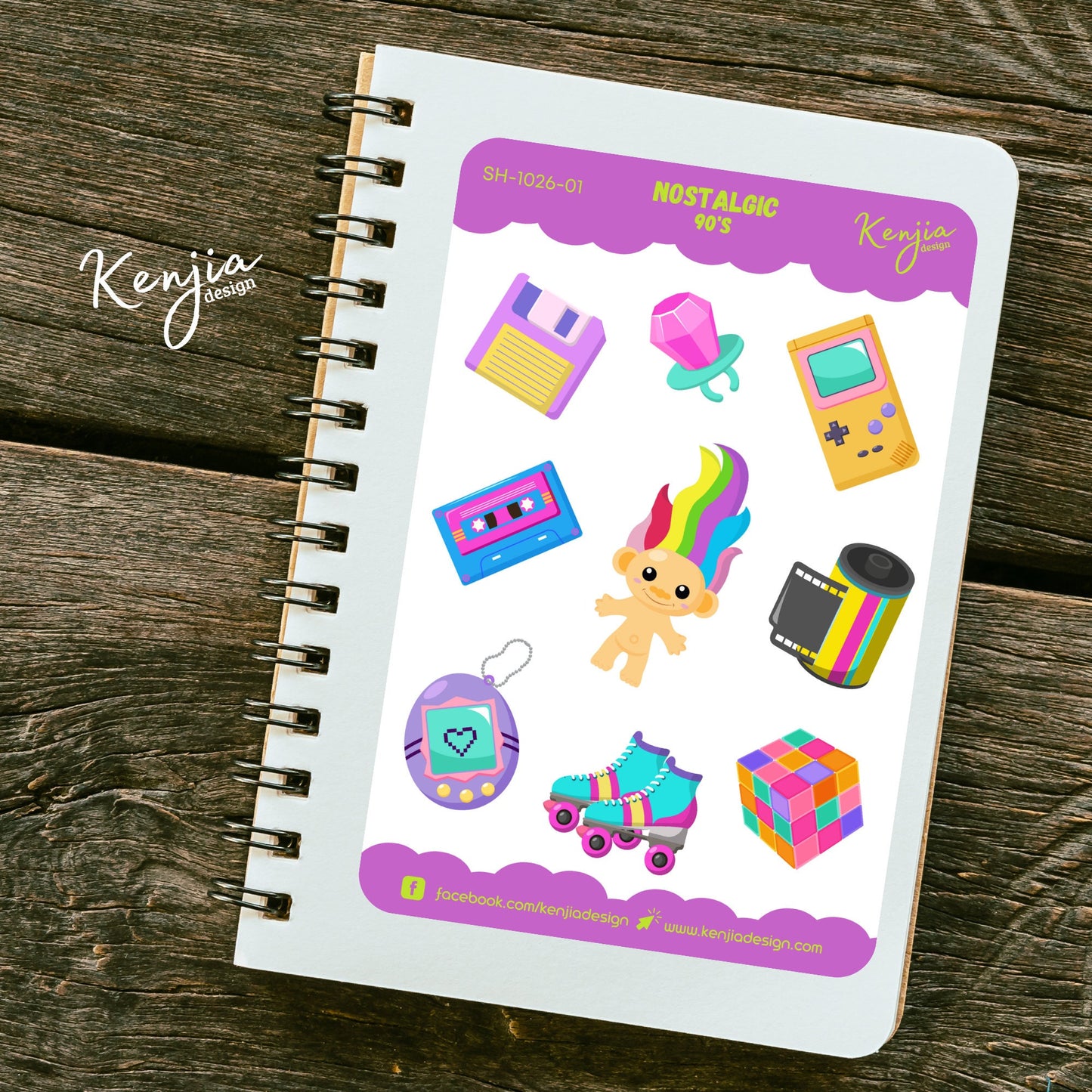 Nostalgic 90's Retro Sticker Sheet, Handmade cute Vinyl Sticker for gift, planner, book and laptop stickers