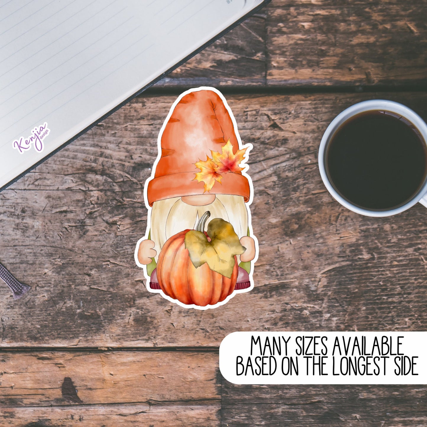 Cute Funny Fall Halloween Gnome Stickers and Fridge Magnets with Pumpkin for Planner, Hydroflask, MacBook Computer, Luggage, Party