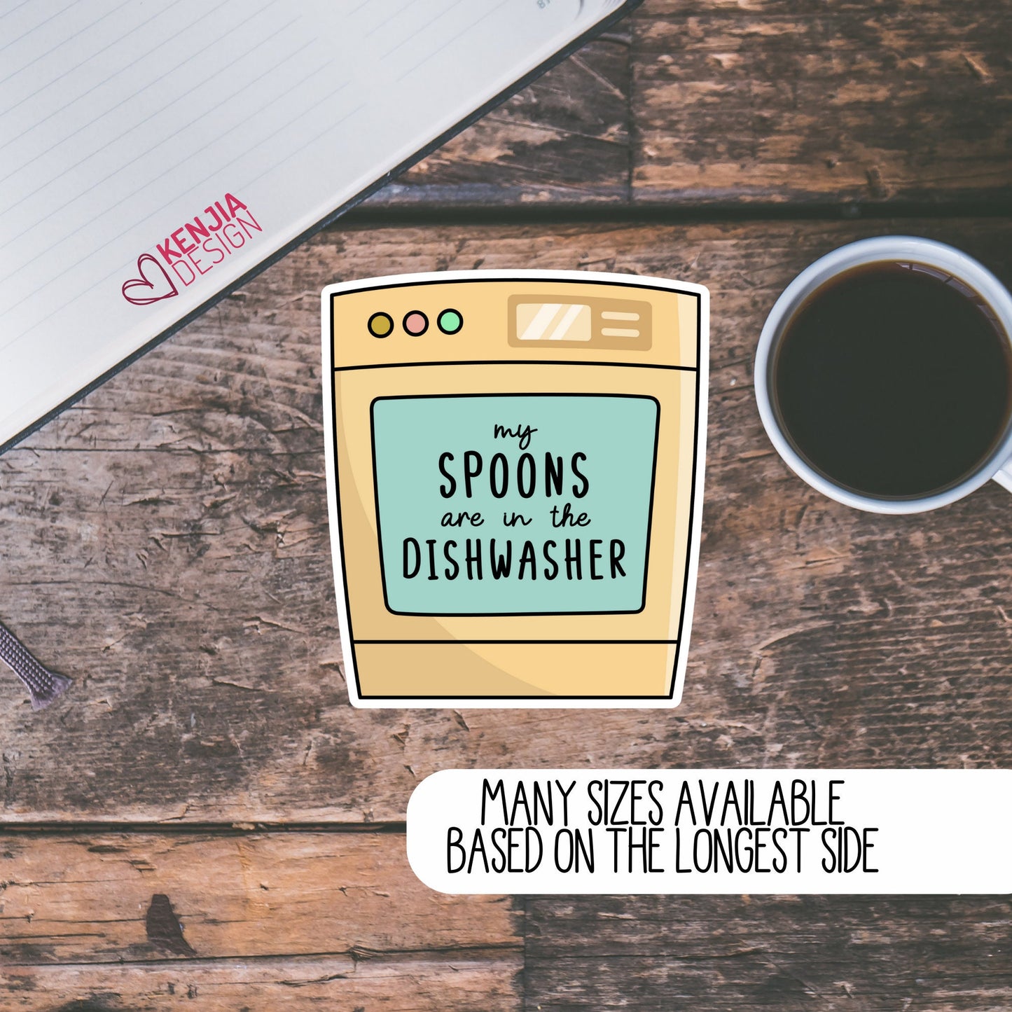My Spoons are in the dishwasher Stickers , Chronic illness, mental illness, Disability, invisible illness, Mental Health, ADHD