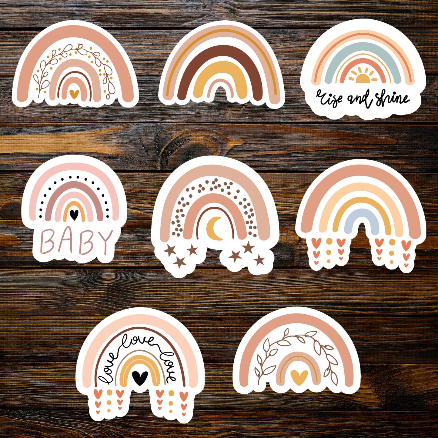 Boho Rainbow Stickers | Rainbow Wall Decals | Kenjia Design