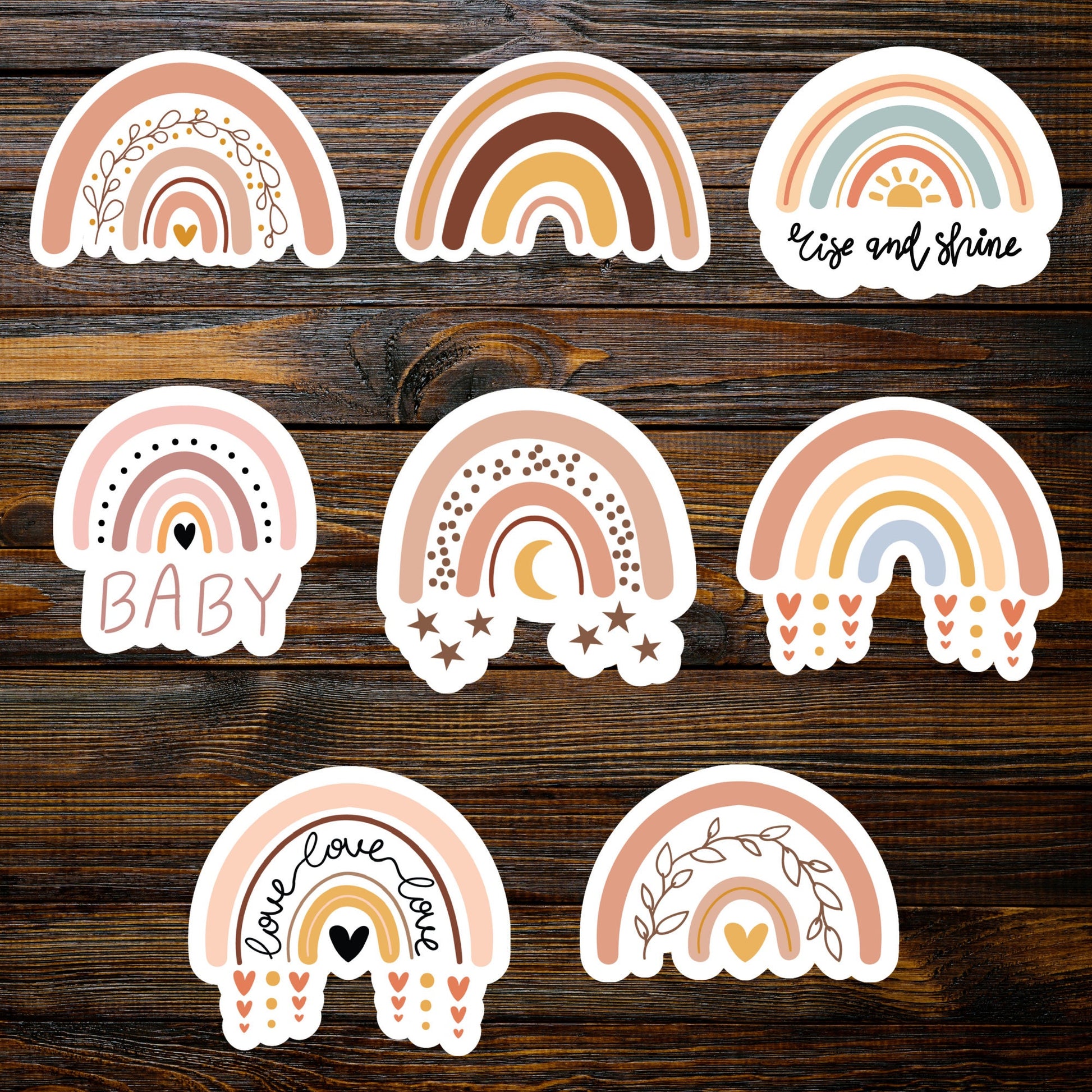 Boho Rainbow Stickers | Rainbow Wall Decals | Kenjia Design