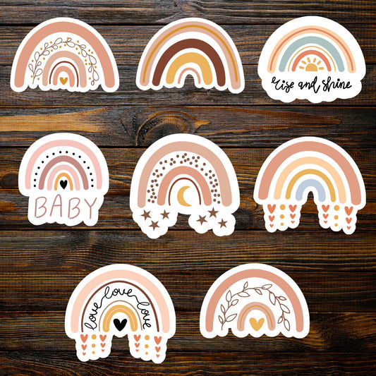 Boho Rainbow Stickers | Rainbow Wall Decals | Kenjia Design