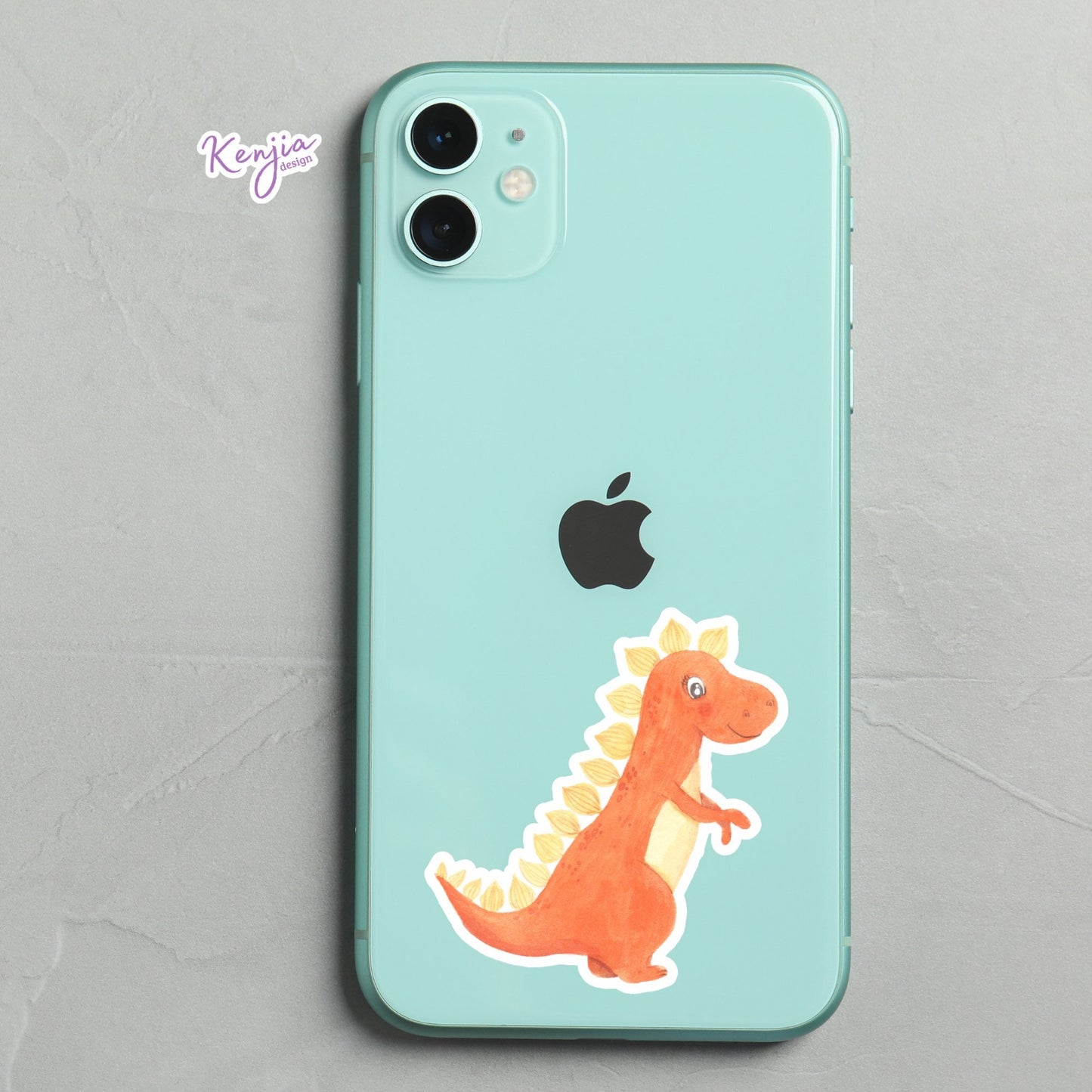 Cute Handmade Pink Dino Girl Sticker, watercolor effect, Waterproof and Dishwasher Safe Vinyl Sticker for gift, planner, book, laptop