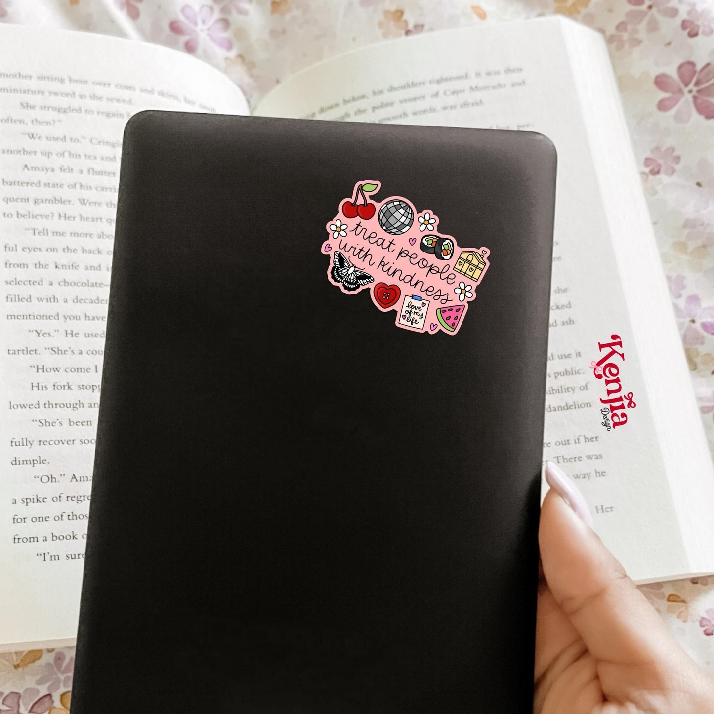 Treat People With Kindness Sticker / Positive Quote Sticker / Retro Disco Decal / Treat People Kind / Coquette Cherry / Be Kind