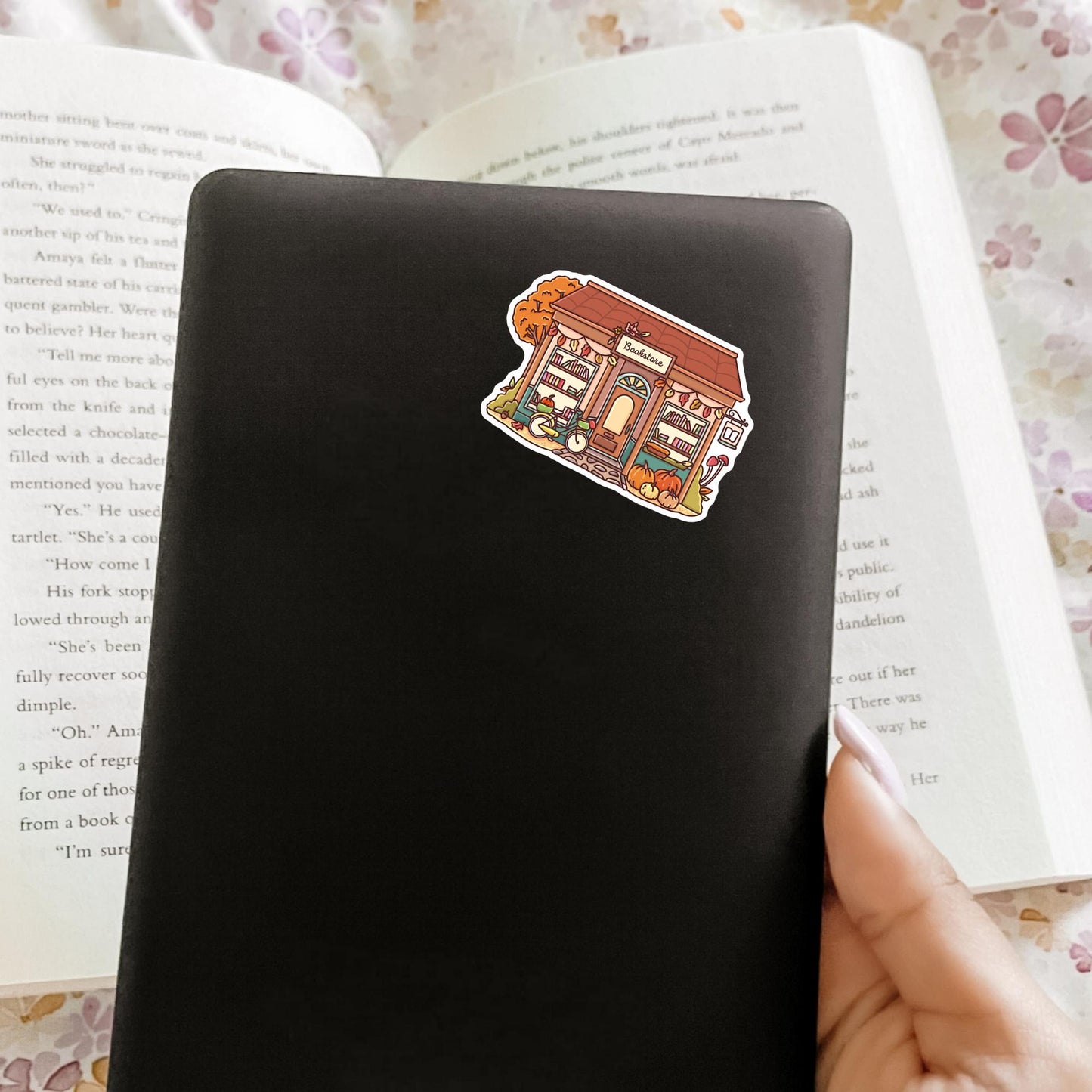 Autumn Bookstore Sticker / Cozy Fall Gift / Book Lover / Seasonal Reading / Bookish Decor / Cute Aesthetic / Bibliophile / Reader Present