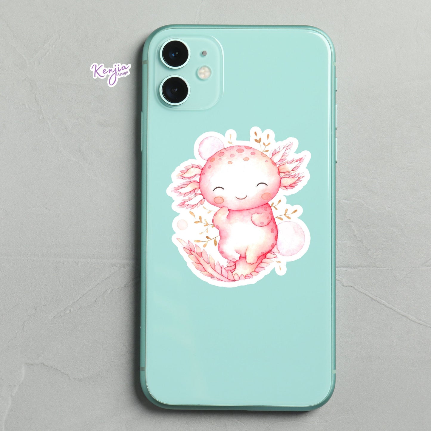 Cute Kawaii Axolotl Sticker and Fridge Magnets for Planner, Amigurumi Hydroflask, MacBook Computer, Luggage, Party / Waterproof