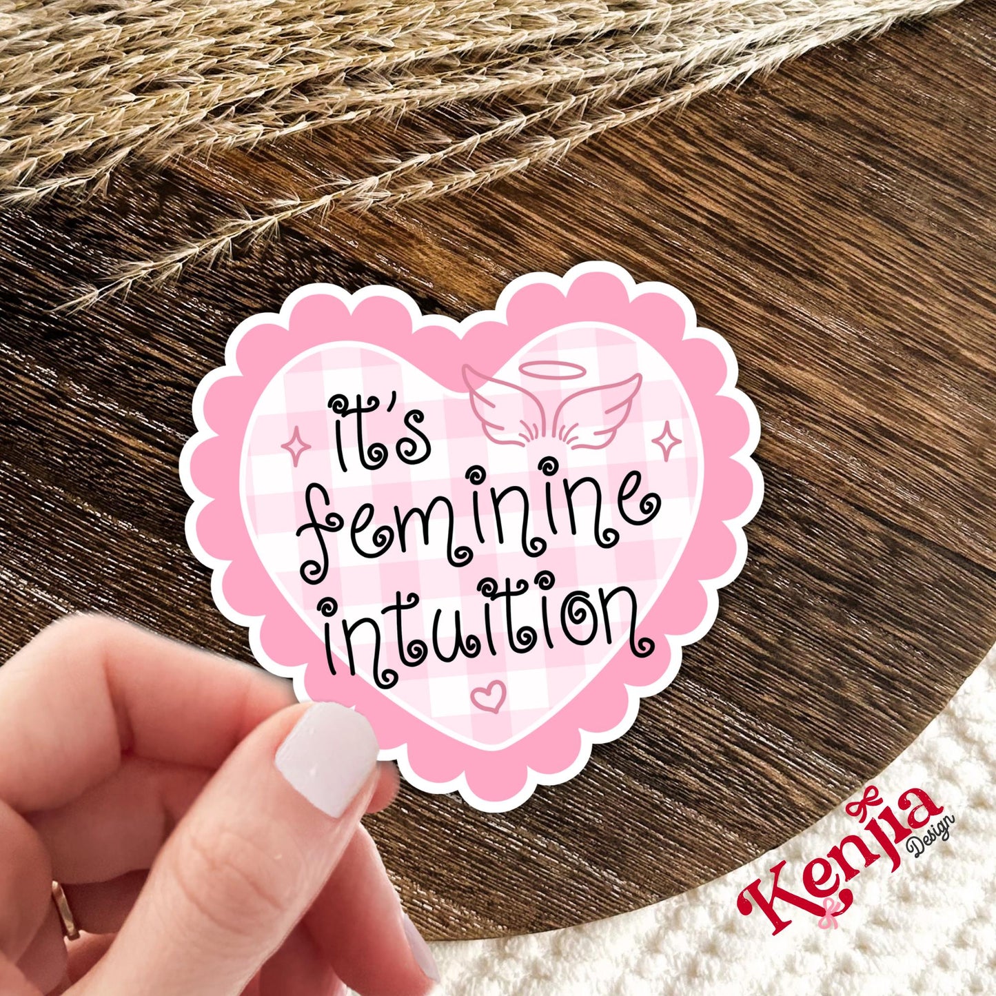 Its Feminine Intuition / Divine Feminine Energy / Coquette Sticker / Girly Aesthetic / Angel Wings Affirmation / Kindle Stickers