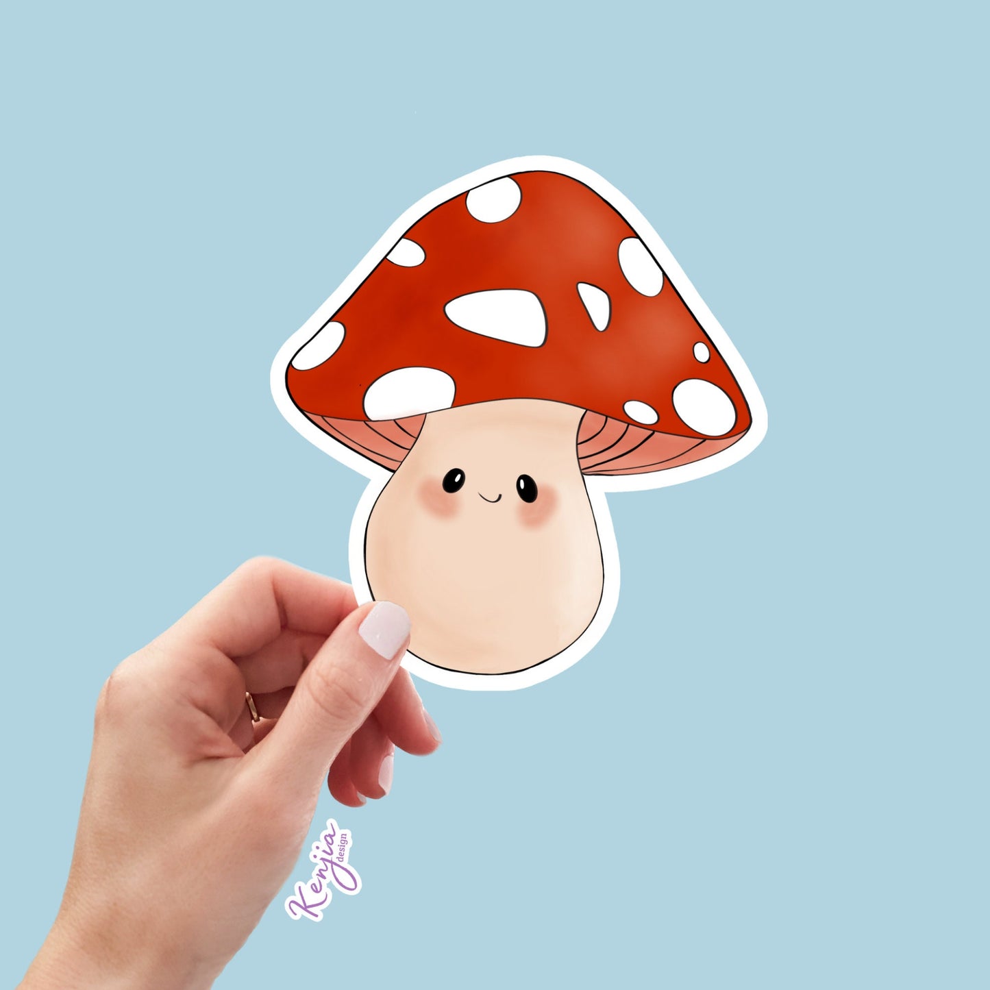 Cute handmade Mushroom Sticker in Vinyl, for gift, Waterproof and Dishwasher Safe for planner, book , laptop stickers