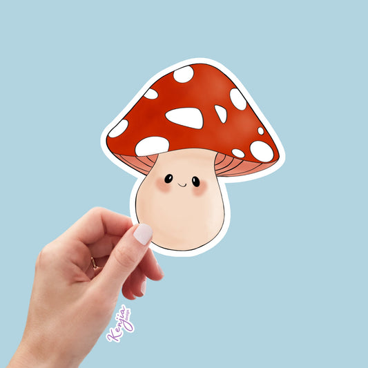 Cute handmade Mushroom Sticker in Vinyl, for gift, Waterproof and Dishwasher Safe for planner, book , laptop stickers