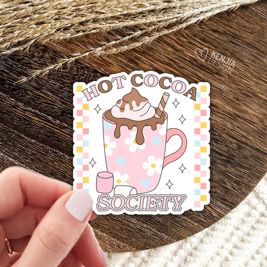Hot Cocoa Society Stickers / Hot Cocoa Mug Stickers / Hot Chocolate Lover Gift / Hot Drink Laptop & Kindle Stickers