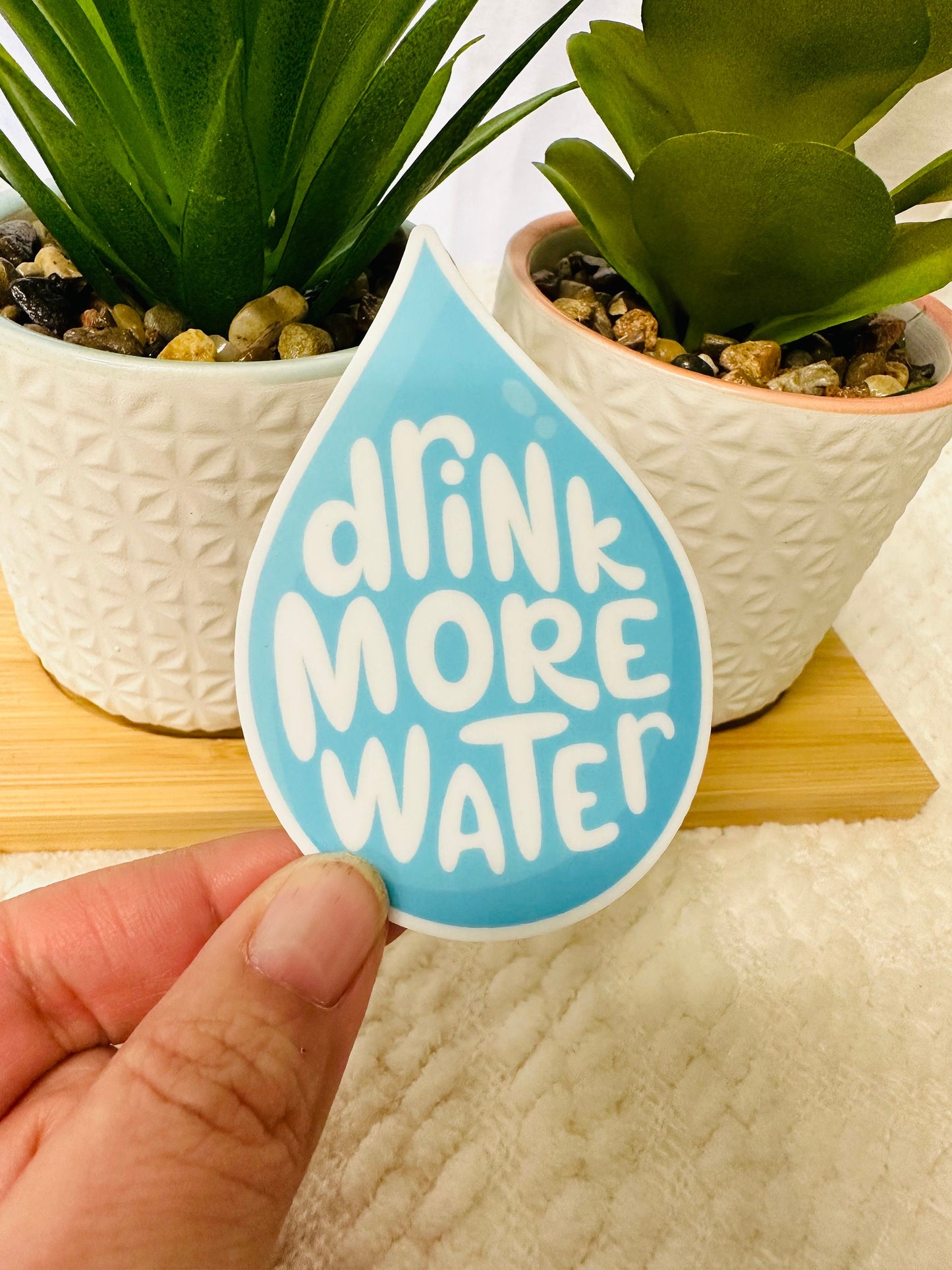 Drink More Water Stickers Reminder, 3 inch, Emotional Support Water Drop, Funny Stay Hydrated Water Bottle Sticker Gift