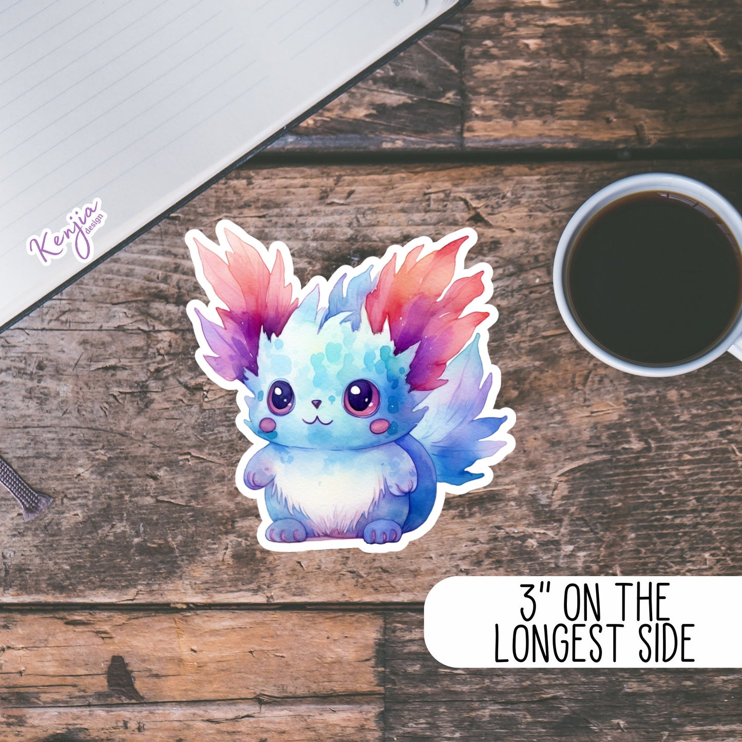 Cute Handmade Creature Anime Pokemon Sticker and Magnet, watercolor effect, Waterproof Vinyl Sticker for gift, planner, book, laptop sticker