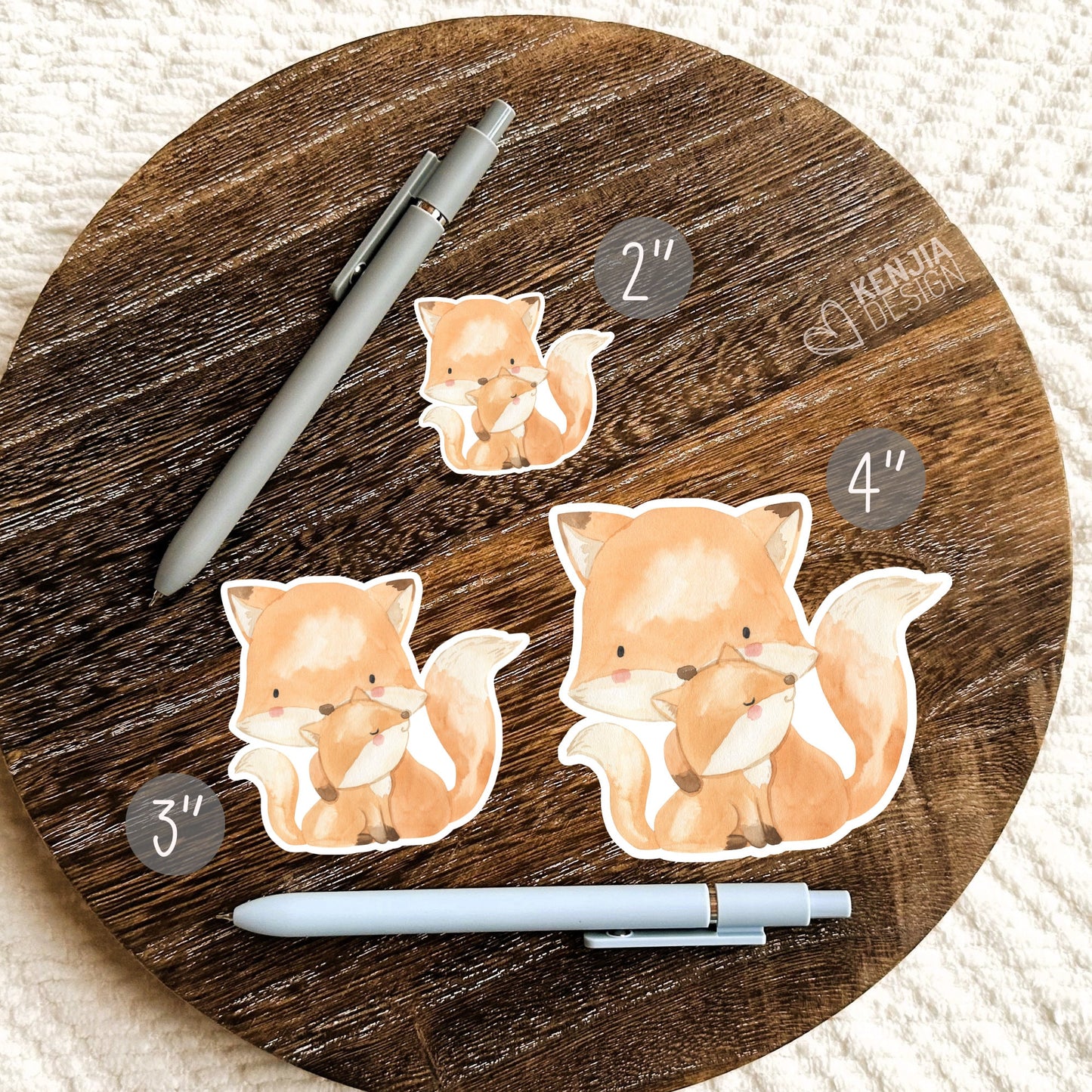 Woodland Stickers Baby Fox With Mom Animal Stickers  / Cute Watercolor Forest Baby Shower Gifts / Greenery Woodland Boy