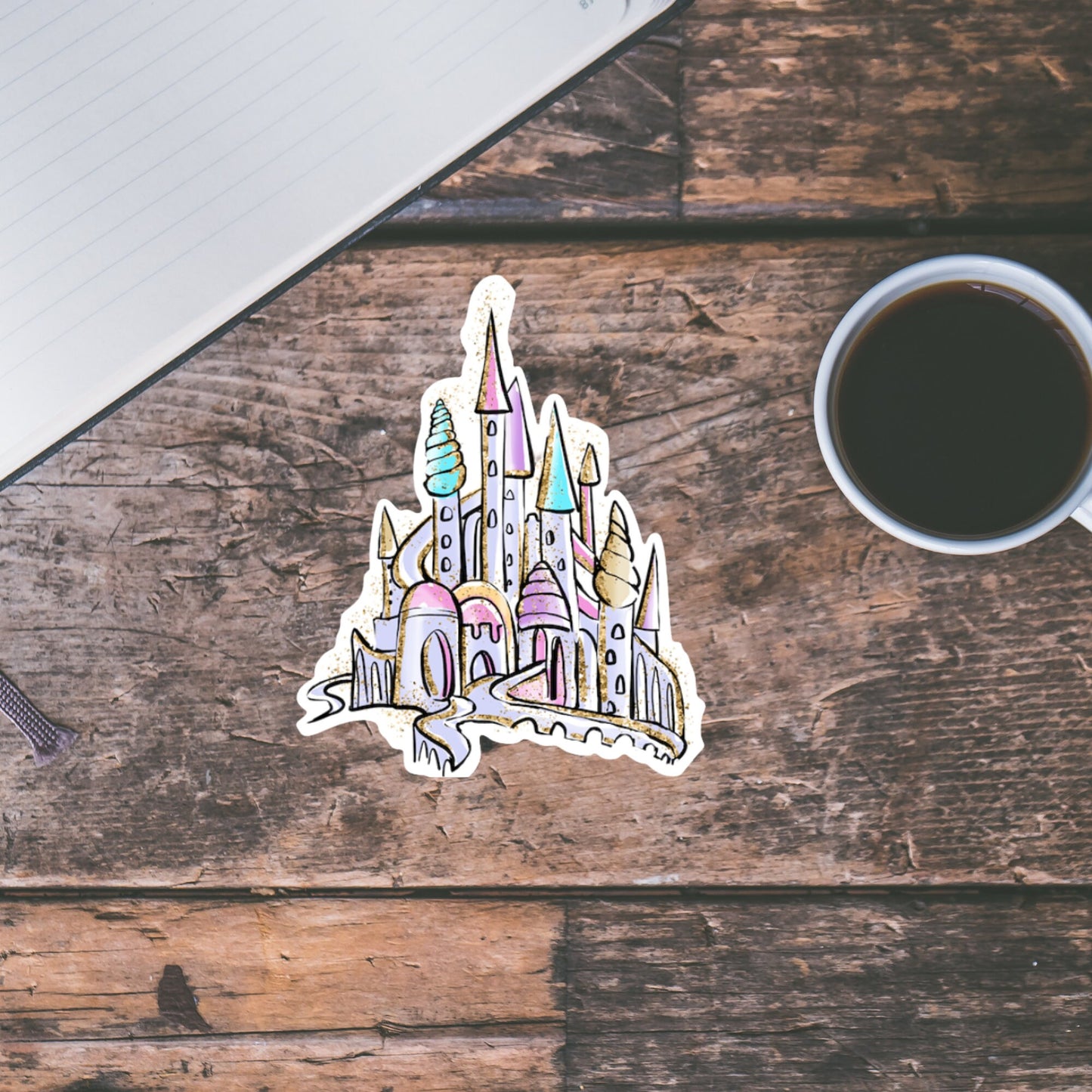 Cute Castle Sticker, Cute Girly sticker, Waterproof Dishwasher Safe Handmade cute Vinyl Sticker for gift, planner, book and laptop stickers