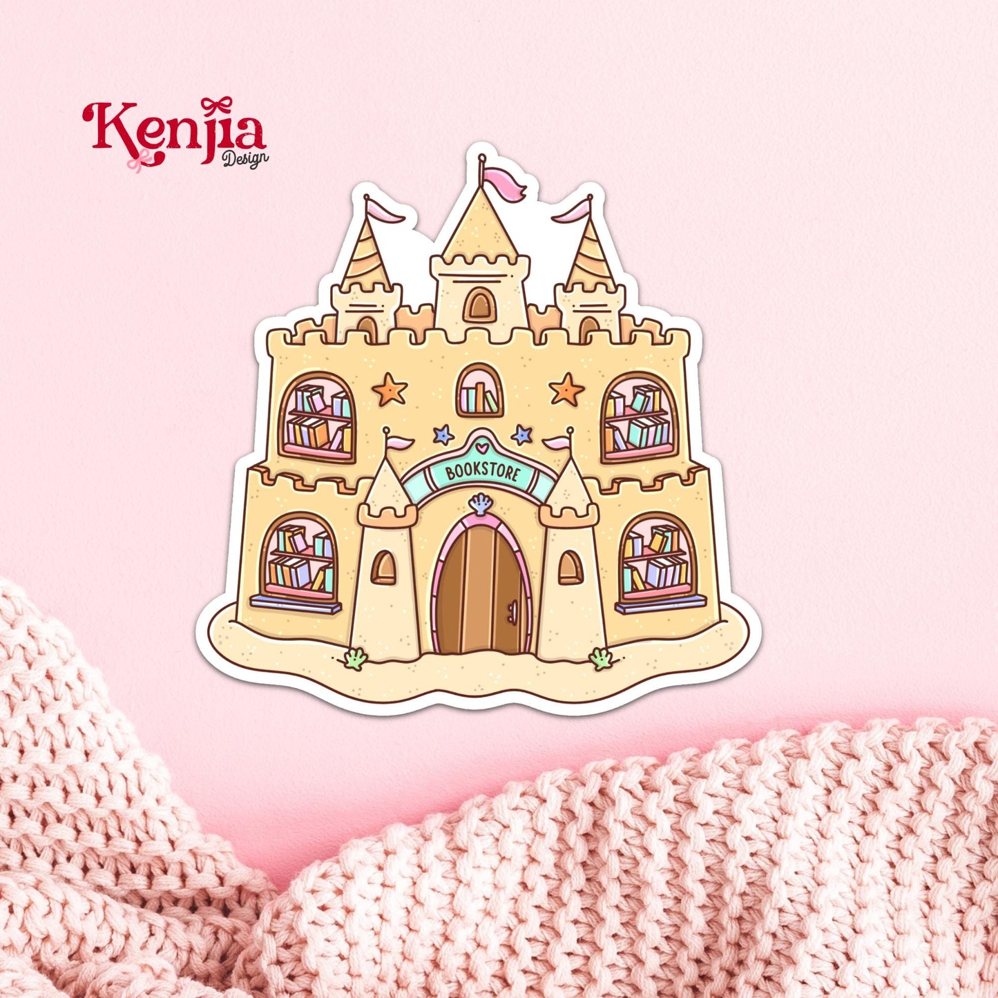 Sand Castle Bookstore Sticker / Summer Reading / Beach Stickers / Book sticker / Booktok / Kindle Stickers / Book Lover Gift / Bookish Merch