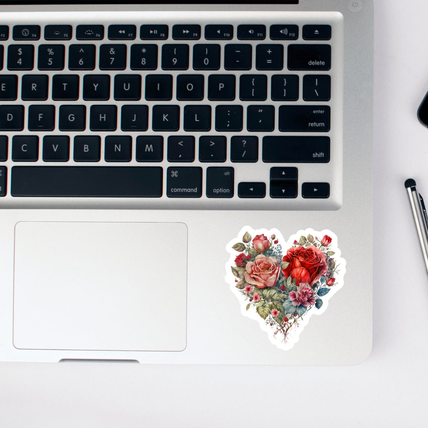 Beautiful Vintage Floral Heart, Waterproof and Dishwasher Safe Handmade cute Vinyl Sticker for gift, planner, book and laptop stickers