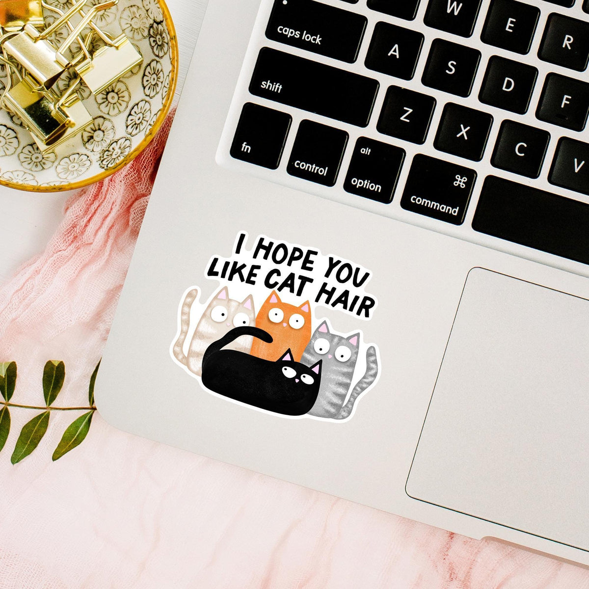 Funny Cat Hair Sticker / Kitty Lover Gift / Crazy Feline Decal / Pet Mom Present / Animal Humor Art / Cute Fur Covered Quote Design