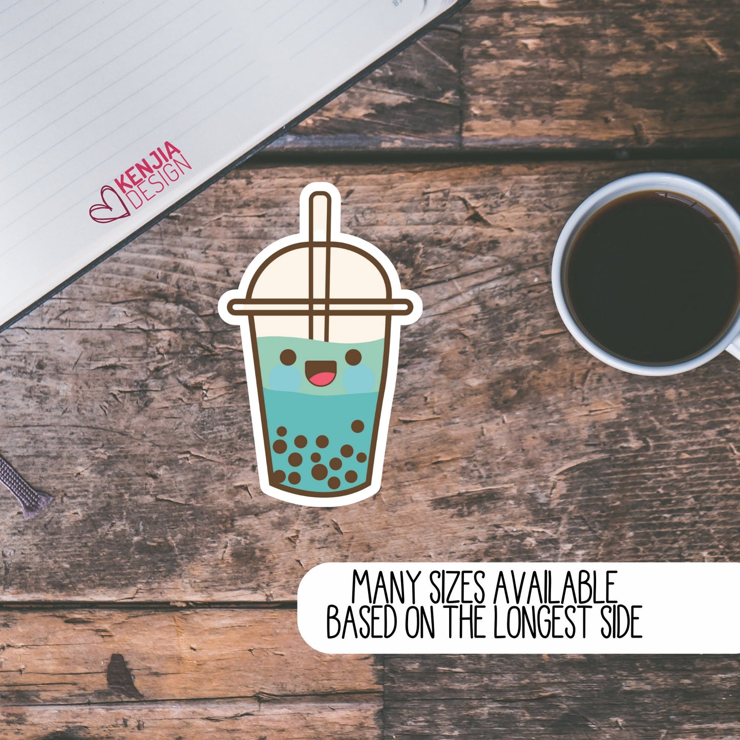 Cute Kawaii Boba Stickers, Tiny Feminist Milk Tea Japanese Stickers , Anime Kindle Stickers of Bubble Tea, Boba Tea Lover Gifts