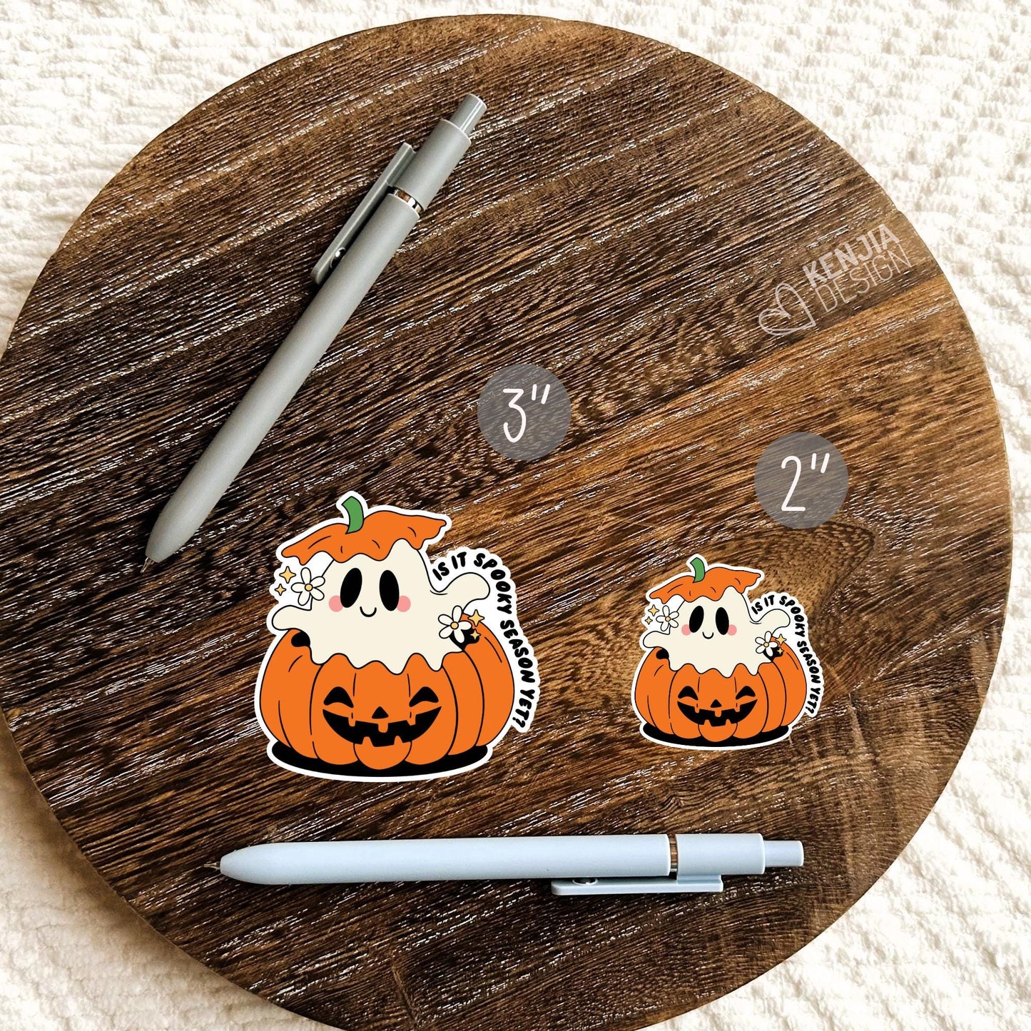 Halloween Stickers / Is It Spooky Season Yet Stickers / Ghost in Pumpkin / Cute Retro Halloween Stickers / Laptop & Kindle Stickers