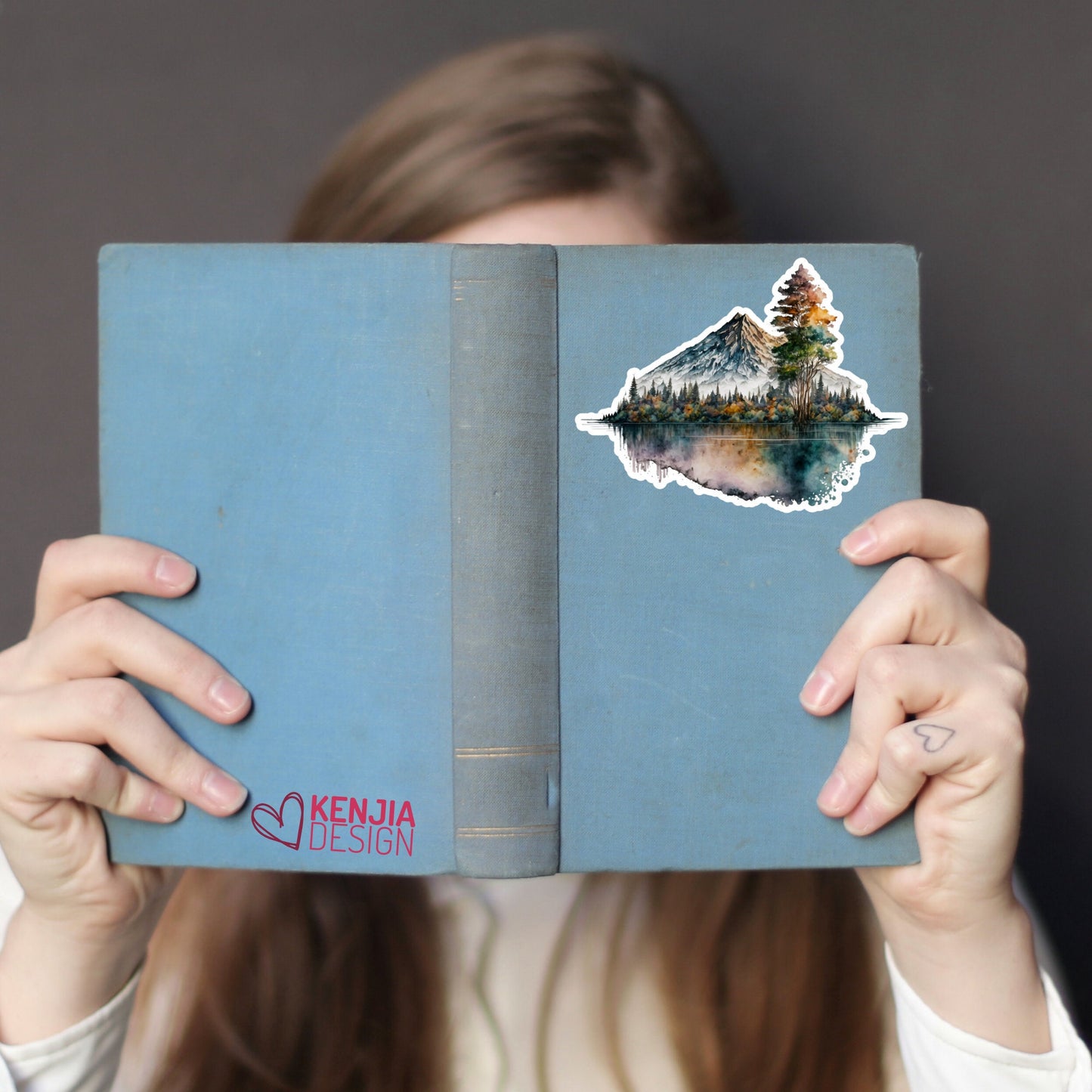 Lanscape Mountains Sticker and Magnet with Lake, watercolor effect, Waterproof Vinyl Sticker for Nature Lover gift, planner, book, laptop