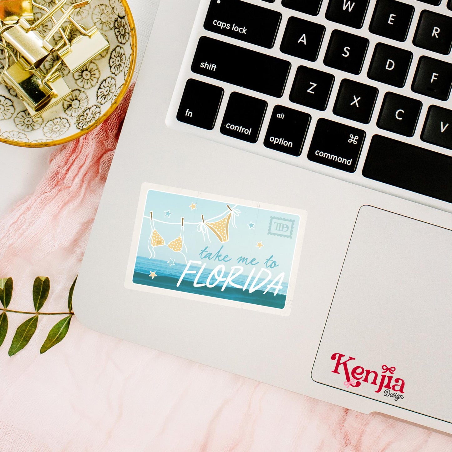 Florida Sticker, Take Me to Florida Beach Vacation Decal, Summer Travel Postcard Sticker, Bikini Ocean Laptop Water Bottle