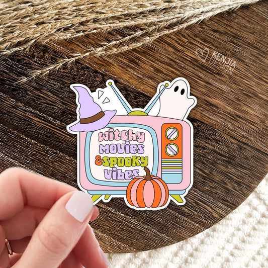 Witchy Movies and Spooky Vibes Stickers / Ghost Sticker / Autumn & Fall Pumpkin Stickers / Halloween Stickers / TV Show
