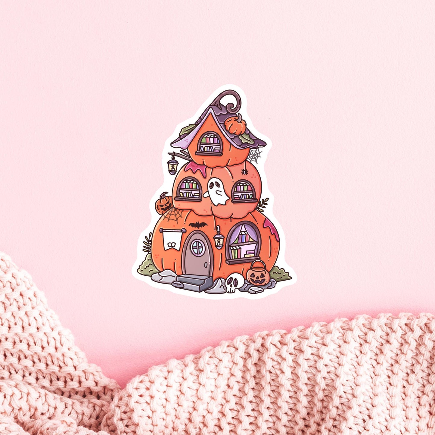 Pumpkin Bookstore Sticker / Halloween Gift / Bookish Fall / Autumn Reader / Cozy Spooky / Book Lover / Cute October / Seasonal Reading