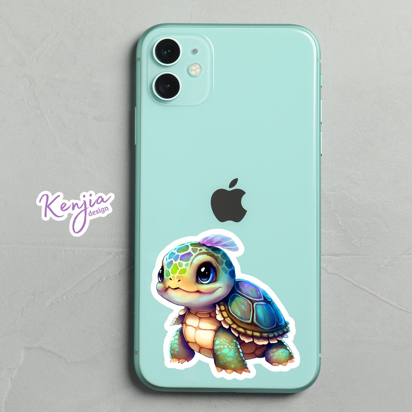 Baby Turtle Sticker with watercolor effect, Handmade Waterproof and Dishwasher Safe cute Vinyl Sticker for gift, planner, book and laptop