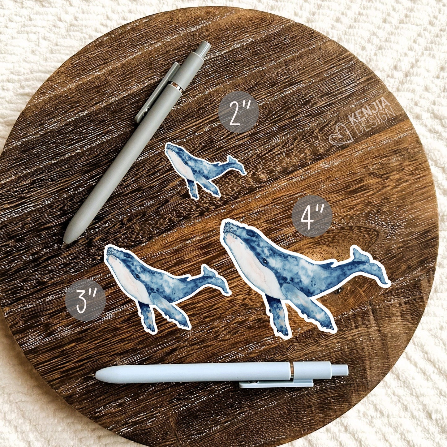 Whale Sticker  / Blue Wale Ocean Stickers / Watercolor Waterproof Vinyl Sticker for Gift, Planner, Book, Kindle and Laptop Stickers