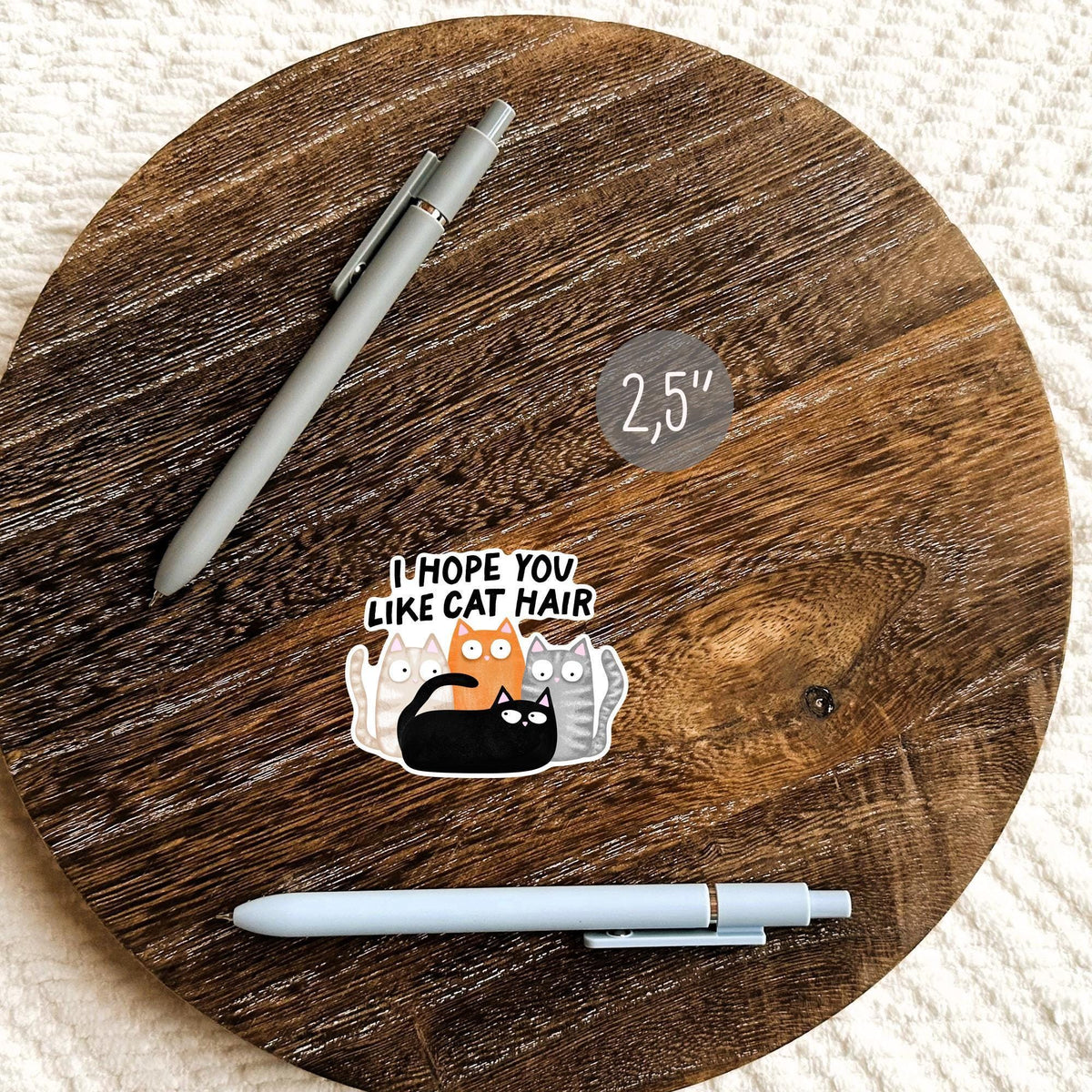 Funny Cat Hair Sticker / Kitty Lover Gift / Crazy Feline Decal / Pet Mom Present / Animal Humor Art / Cute Fur Covered Quote Design