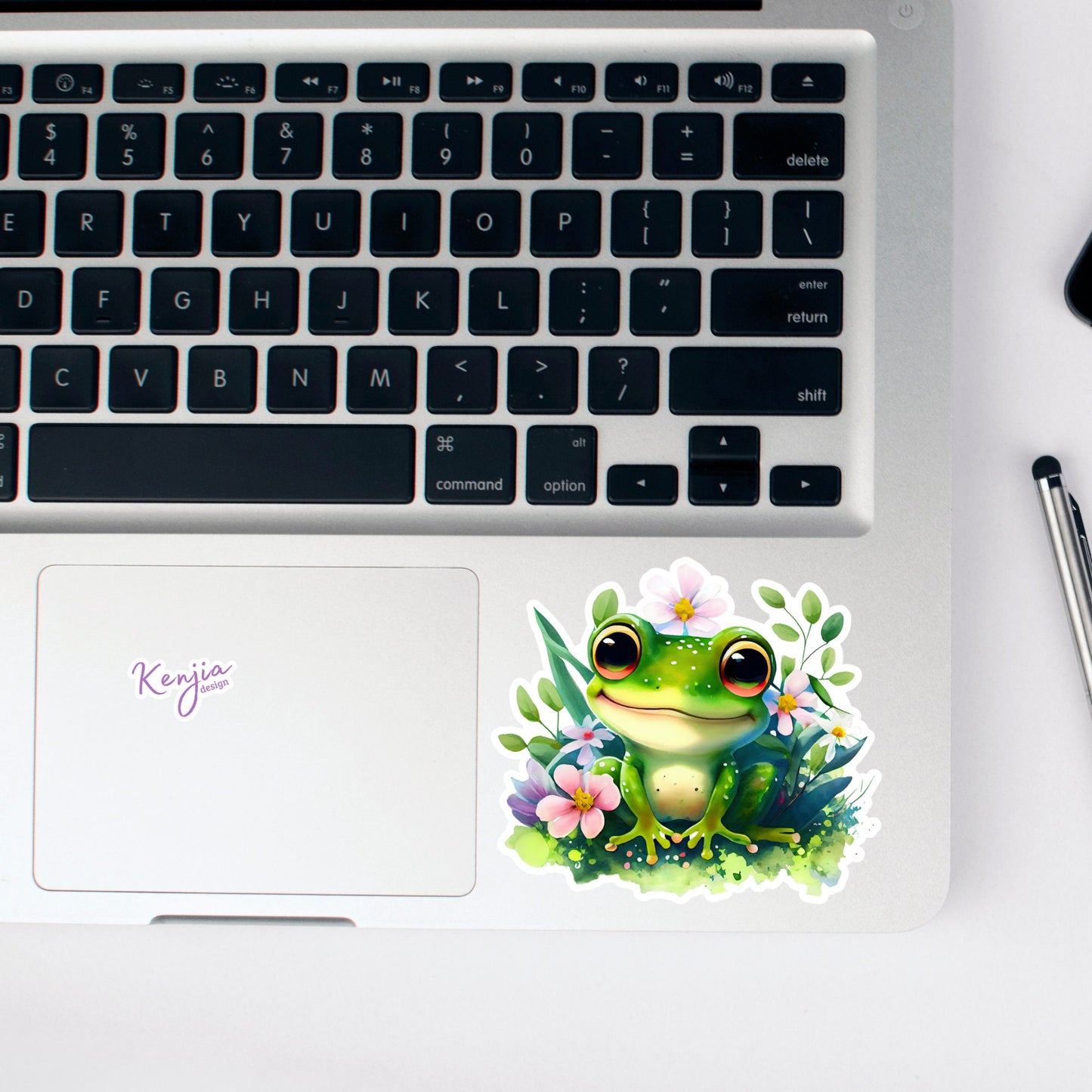 Cute handmade Happy Frog Sticker in Vinyl, watercolor effect, for gift, Waterproof and Dishwasher Safe for planner, book, laptop stickers