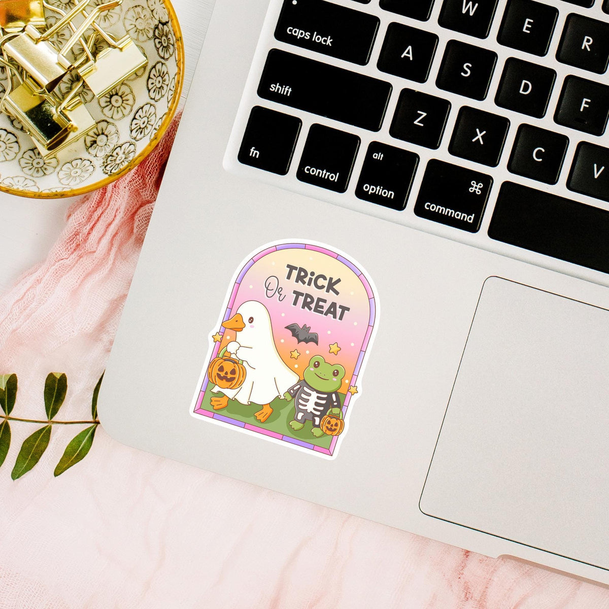 Halloween Goose Sticker / Trick Or Treat Gift / Cute Frog Skeleton Decal / Spooky Season Kawaii Animals / Ghost Costume Pumpkin Lover