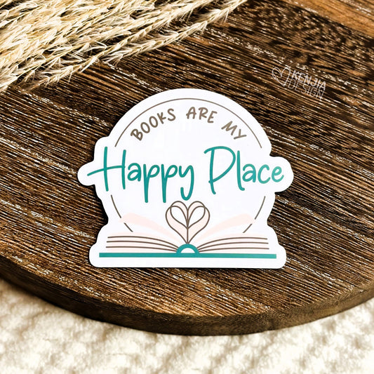Bookish Stickers / Books Are My Happy Place / Booktok Waterproof Vinyl Stickers / Book Merch for Reading Journal / Popular Now