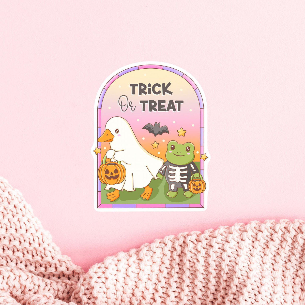 Halloween Goose Sticker / Trick Or Treat Gift / Cute Frog Skeleton Decal / Spooky Season Kawaii Animals / Ghost Costume Pumpkin Lover